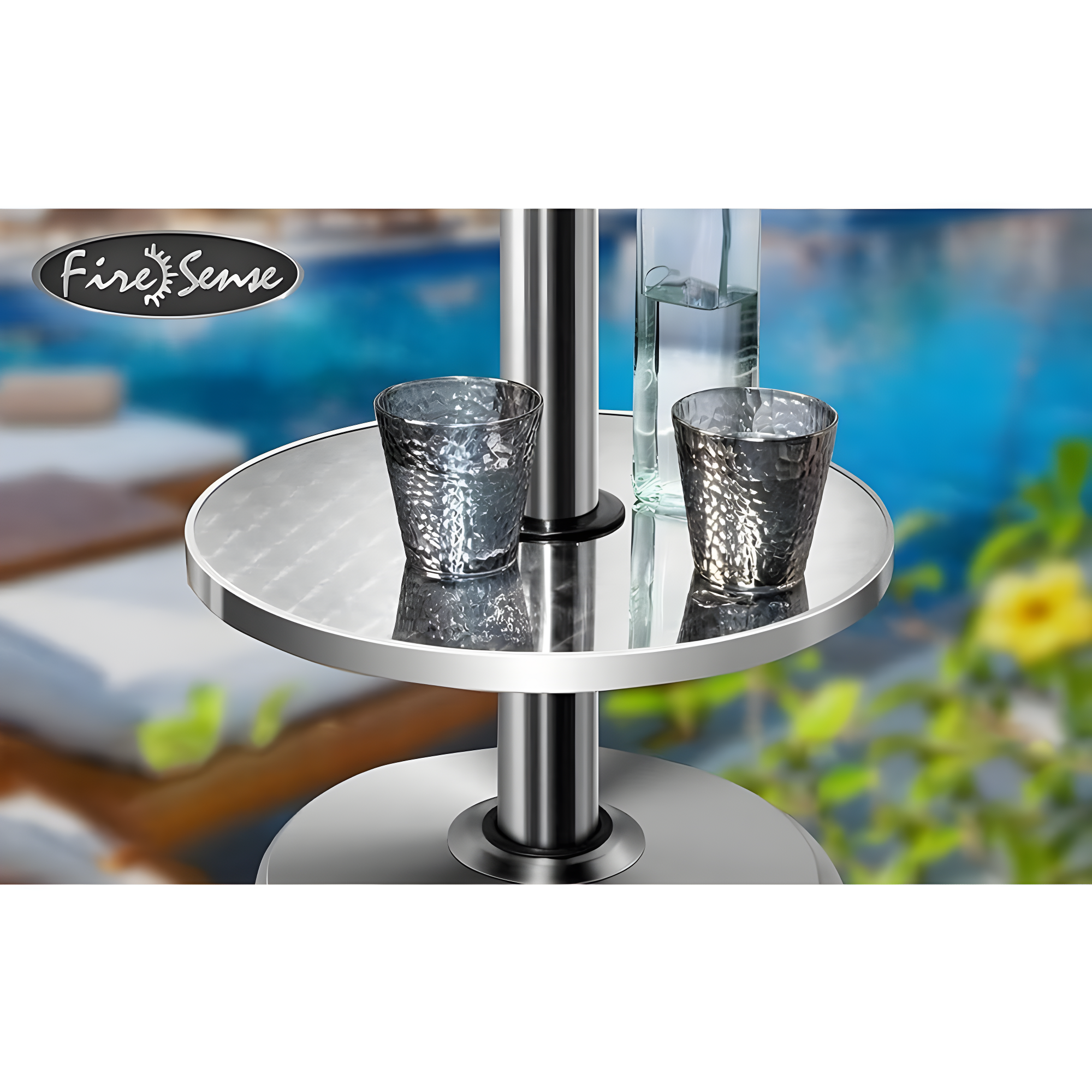 Fire Sense Fire Sense Adjustable Table for Patio Heater Stainless Steel Construction, Fits heaters with 2-1/2” Diameter Posts-16" Diameter