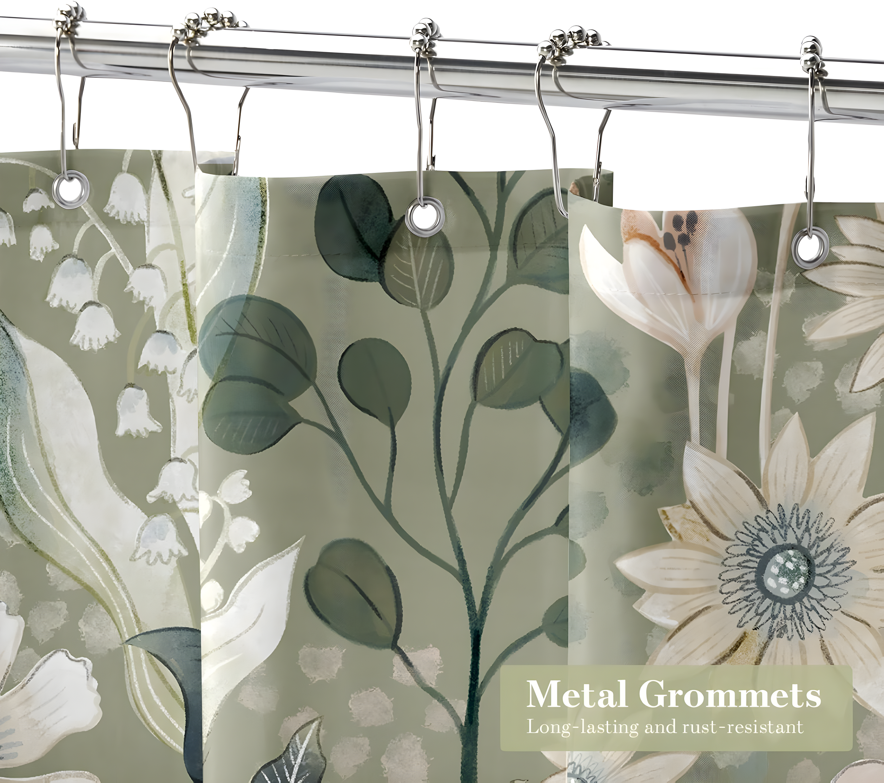 Red Barrel Studio® Green Floral Shower Curtain, Summer Plant Leaves Fabric Cloth Shower Curtains For Chic Elegant Bathroom Decor, Modern Abstract Colorful Flower Shower Curtain, 72X72