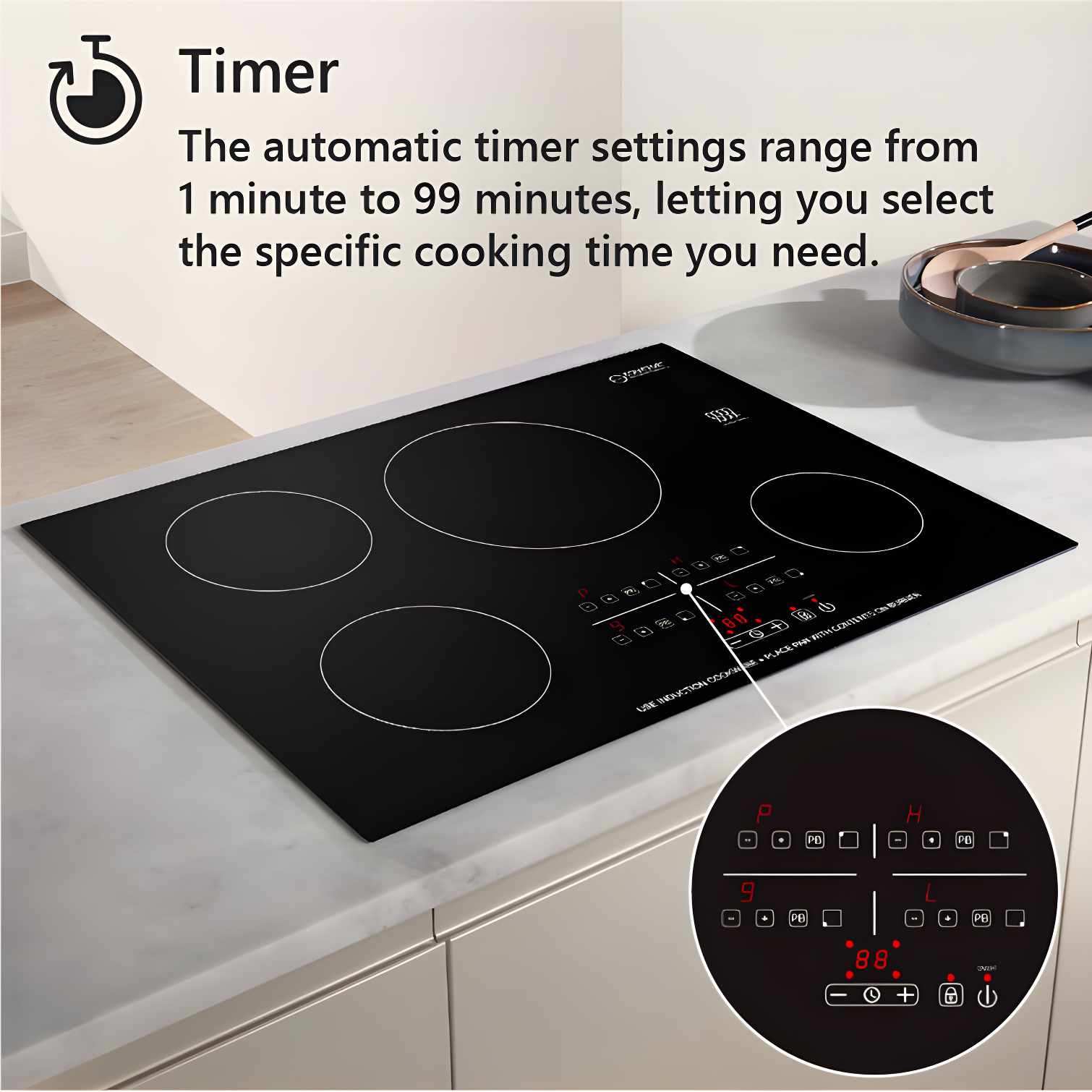 Equator Advanced Appliances Equator 30" Built-In 4 Burner Induction Cooktop POWER BOOST Keep Warm 240V/7400W BIC 304