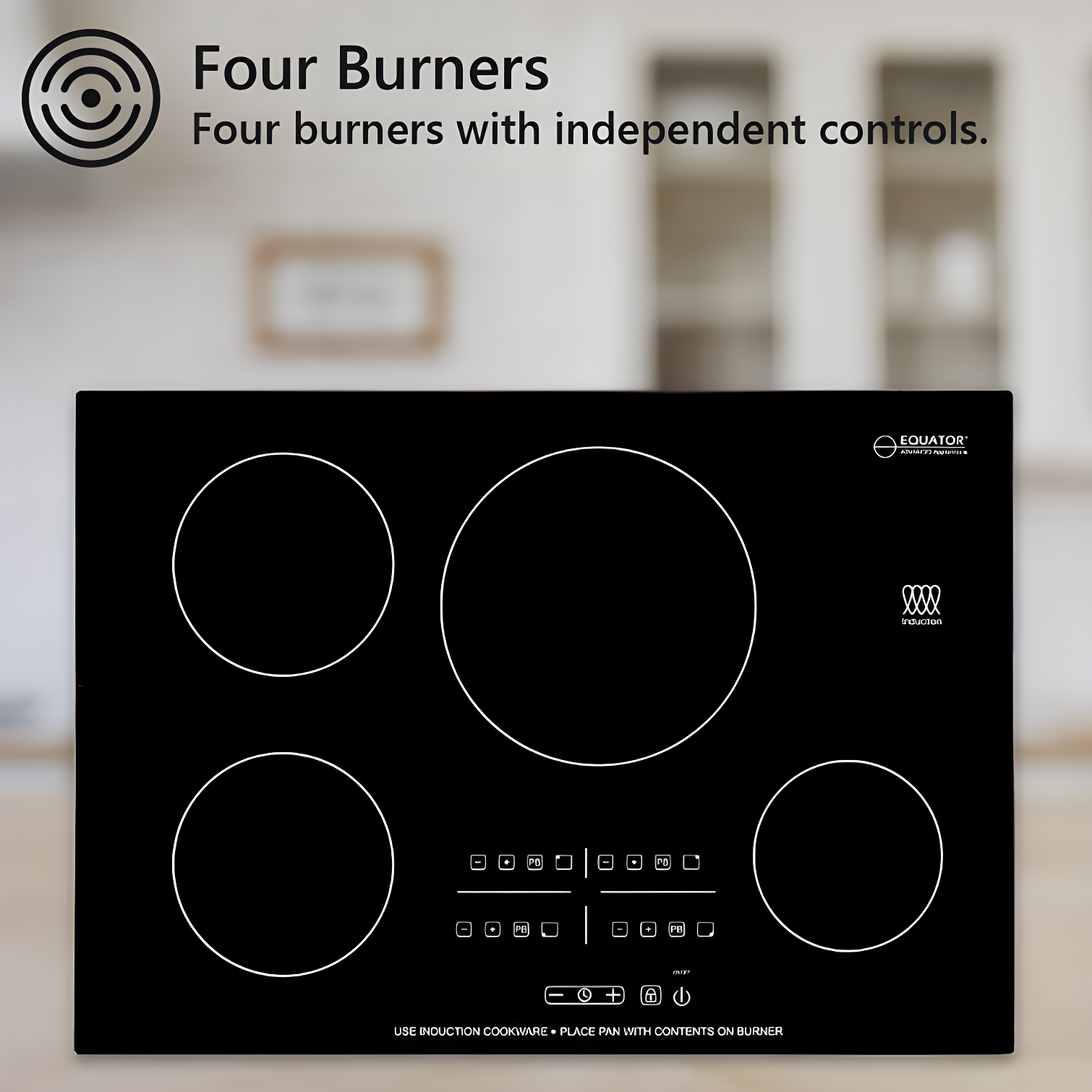 Equator Advanced Appliances Equator 30" Built-In 4 Burner Induction Cooktop POWER BOOST Keep Warm 240V/7400W BIC 304