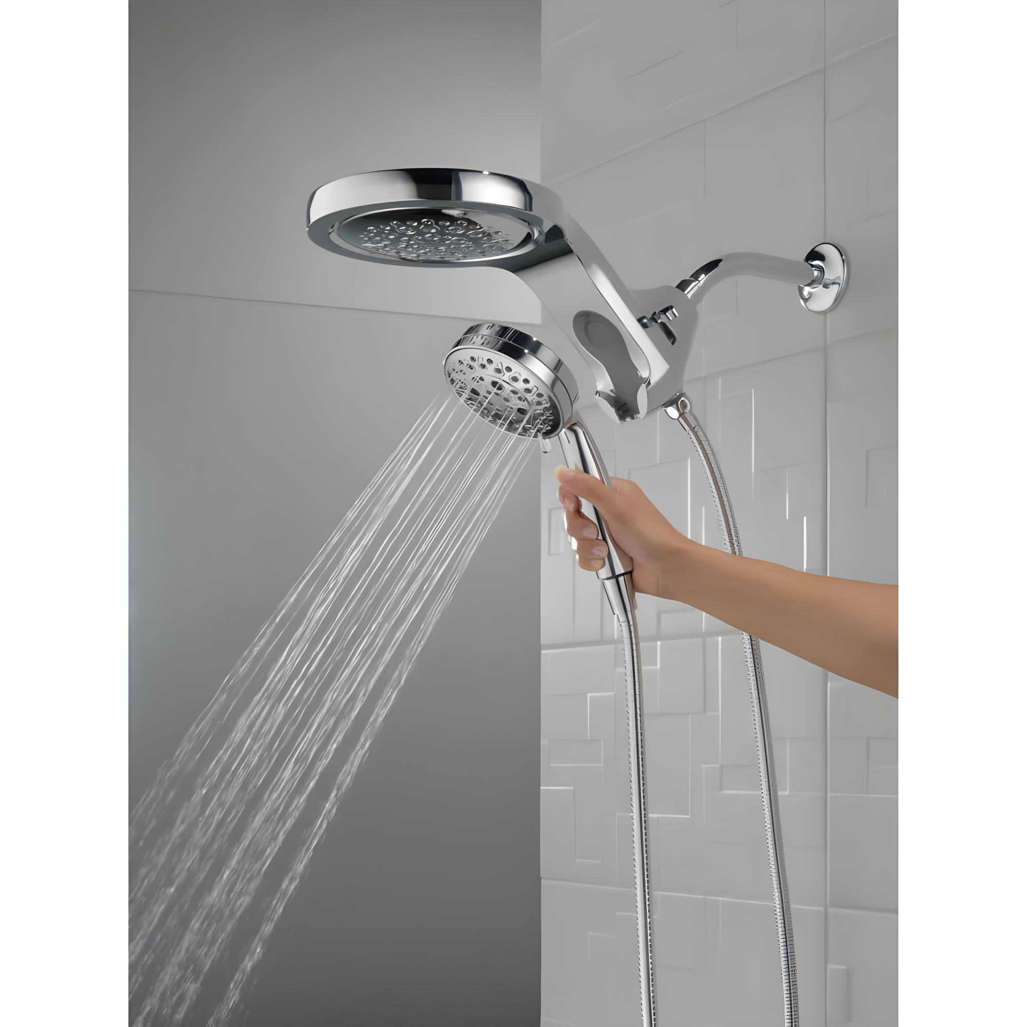 HydraChoice Hydrorain 5 Spray Dual Shower Head and Handheld Shower with H2Okinetic 1.75 GPM