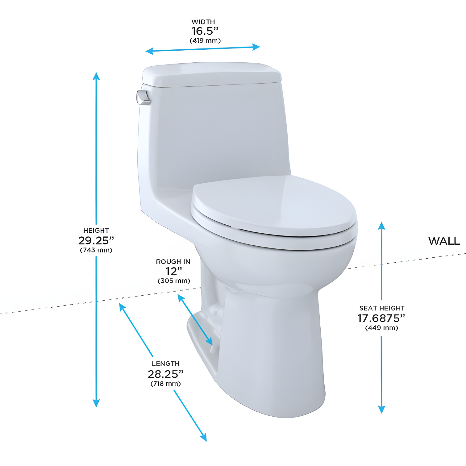 UltraMax® Eco 1.28 GPF (Water Efficient) Elongated One-Piece Toilet (Seat Included)