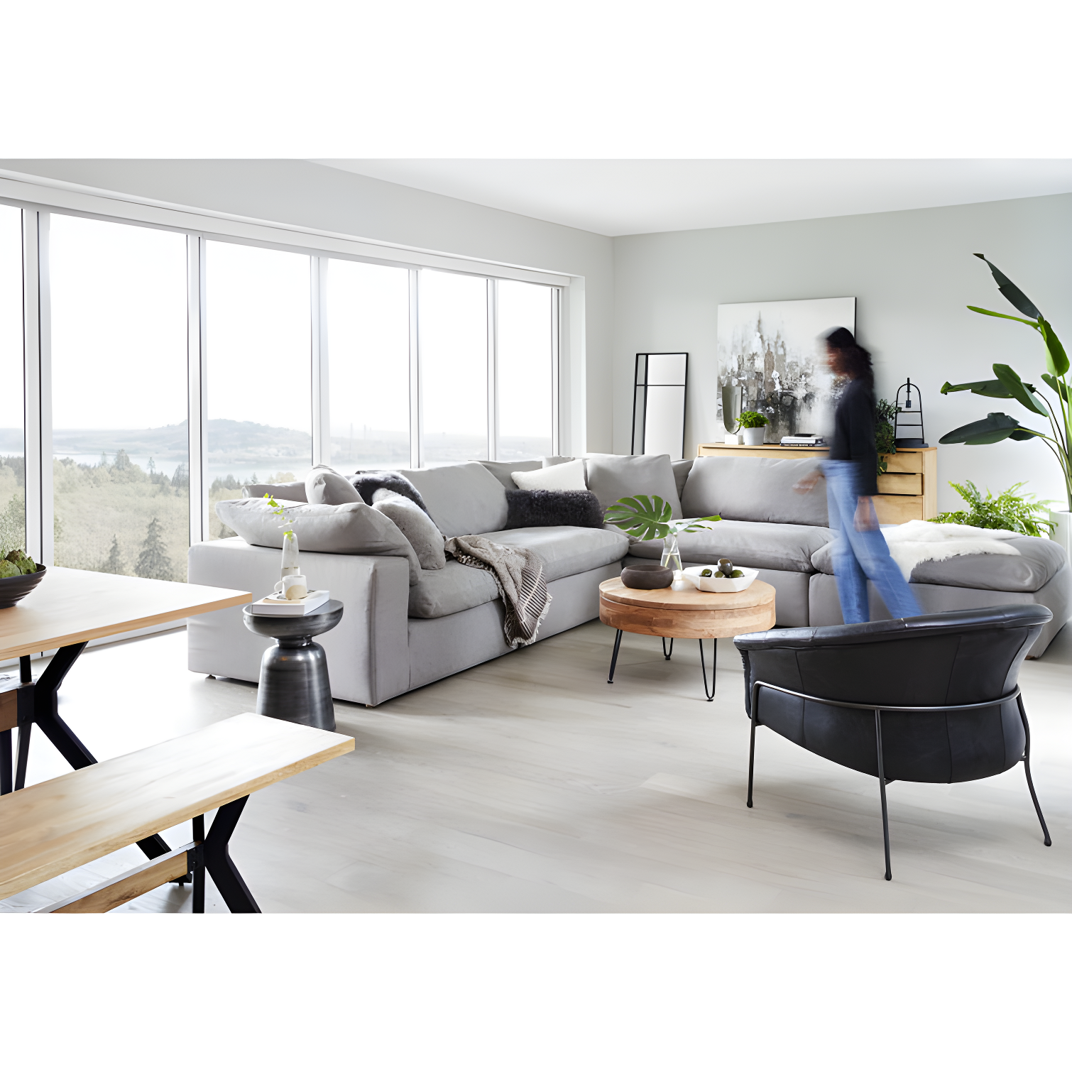 Desert Sage Performance Fabric Modular Sectional with Removable Cushions