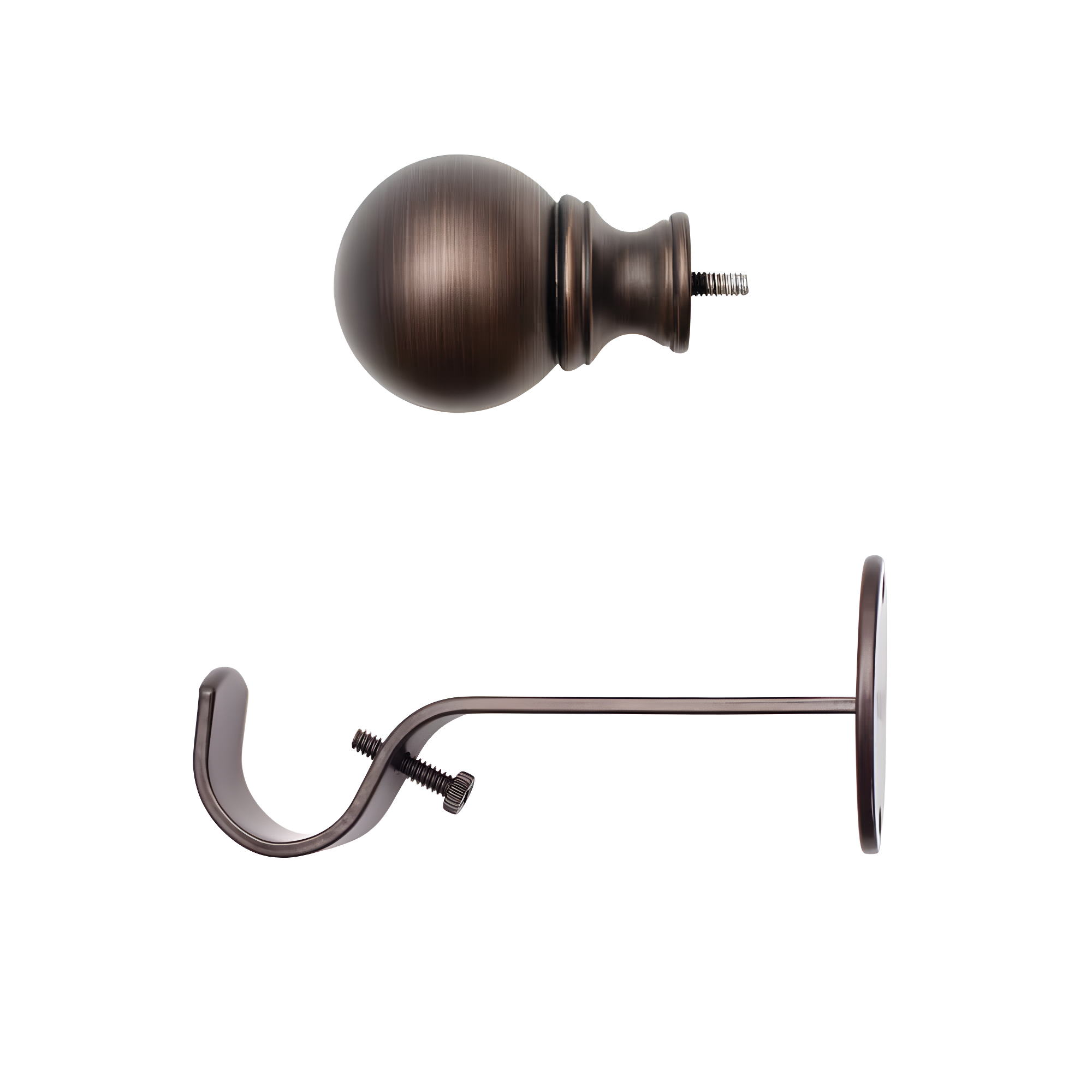 Cordelia 1" Window Drapery Single Curtain Rod with Globe Ball Finial - 28"-48" - Antique Bronze - Elrene Home Fashions