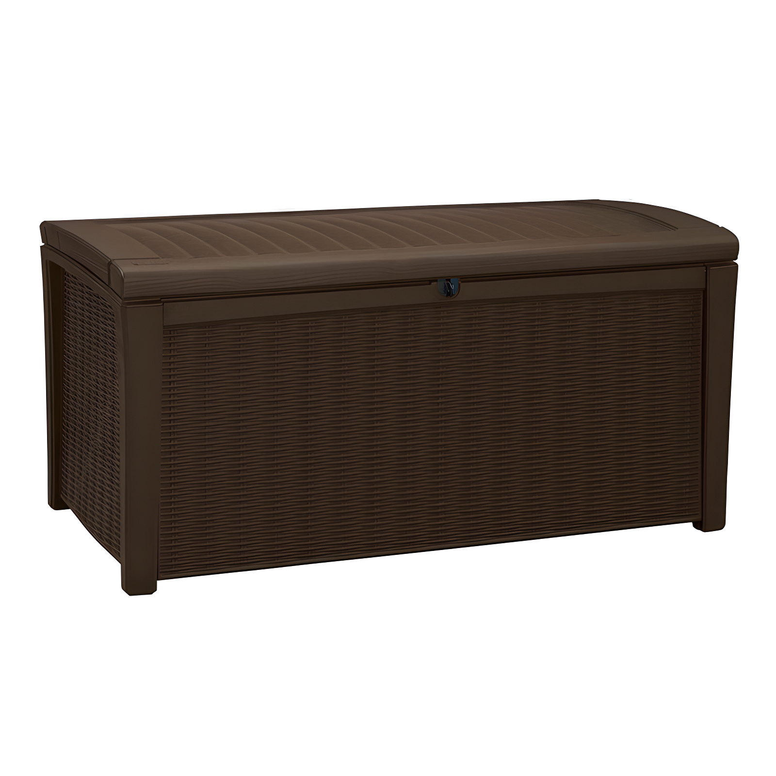 Keter Borneo 110 Gallon Rattan Wicker Resin Patio Deck Storage Box Bench