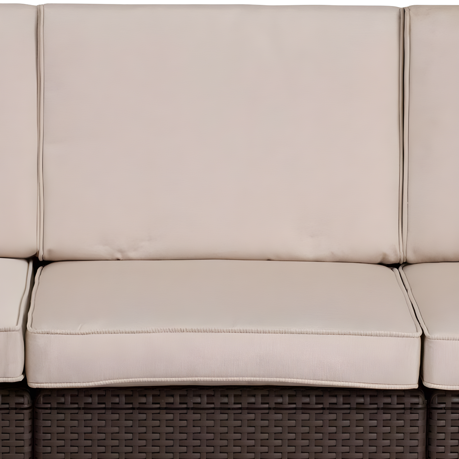 Flash Furniture Chocolate Brown Faux Rattan Sofa with All-Weather Beige Cushions
