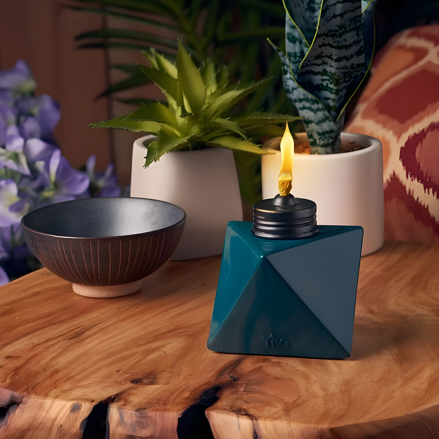 TIKI Brand TIKI® Brand 4.25 Inch Table Torch Glass Prism Blue, Teal and Red (Set of 3)