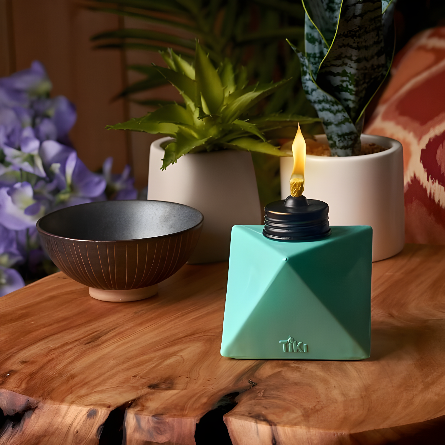 TIKI Brand TIKI® Brand 4.25 Inch Table Torch Glass Prism Blue, Teal and Red (Set of 3)