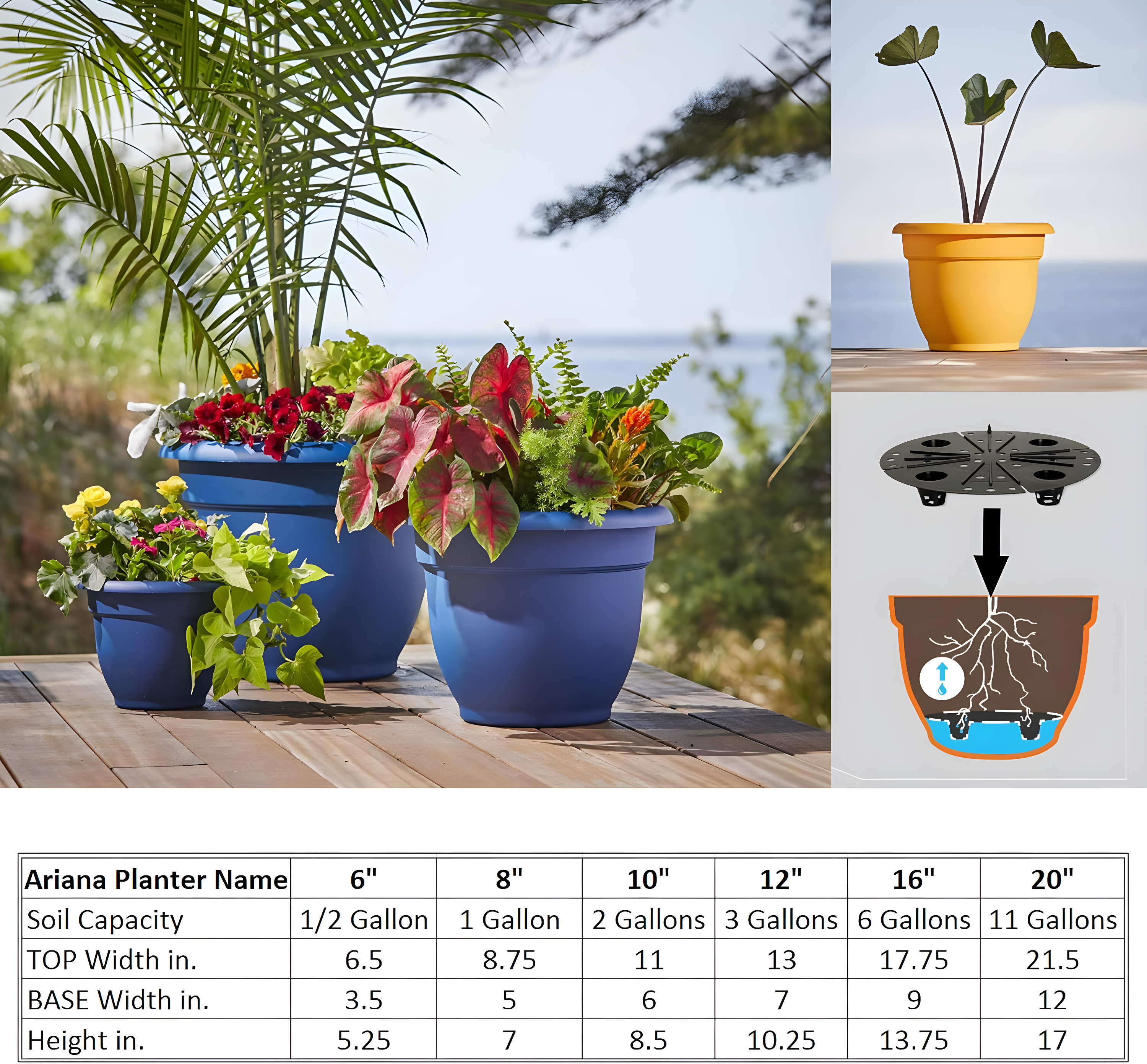 Ariana Traditional Self-Watering Indoor/Outdoor Pot Planter