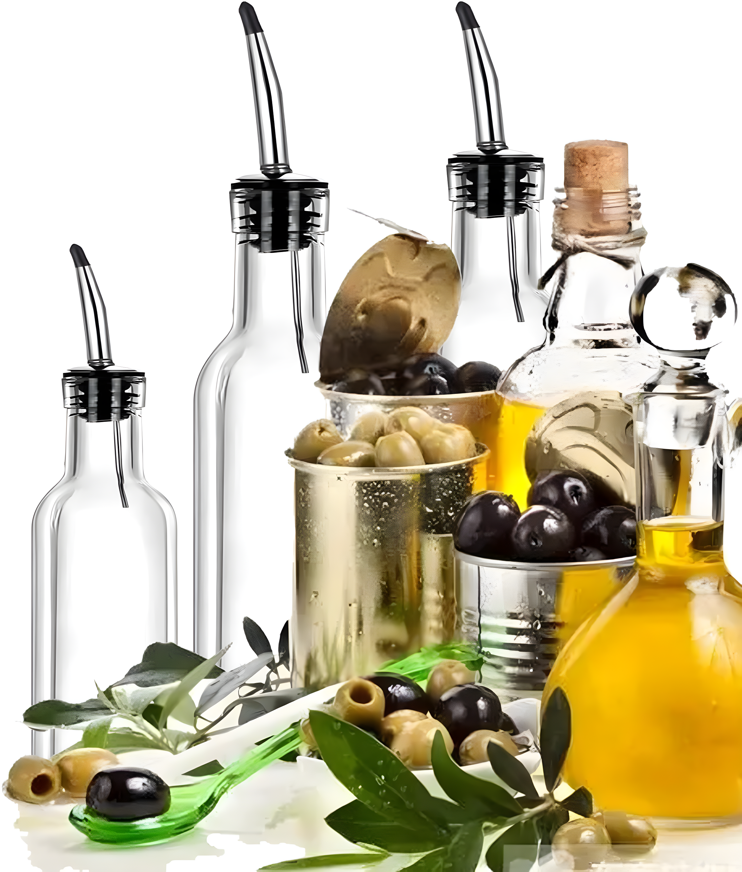 Soro Essentials- Set of 2- Glass 16 oz. Square Cruet with Stainless Steel Pourer - Vinegar and Olive Oil Bottle Dispenser Oil Bottles for Kitchen with Pourers Square Glass Oil Container