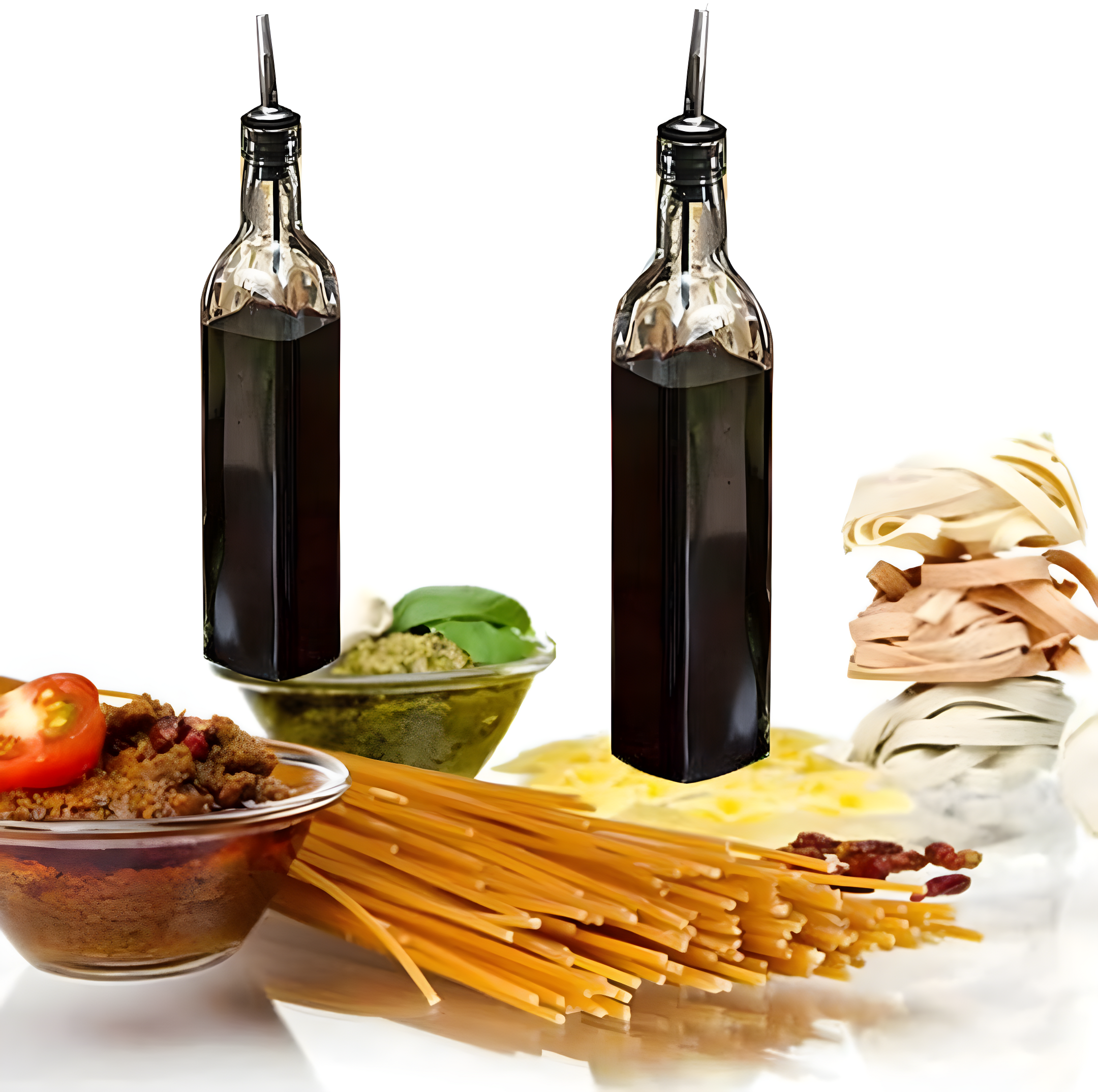 Soro Essentials- Set of 2- Glass 16 oz. Square Cruet with Stainless Steel Pourer - Vinegar and Olive Oil Bottle Dispenser Oil Bottles for Kitchen with Pourers Square Glass Oil Container