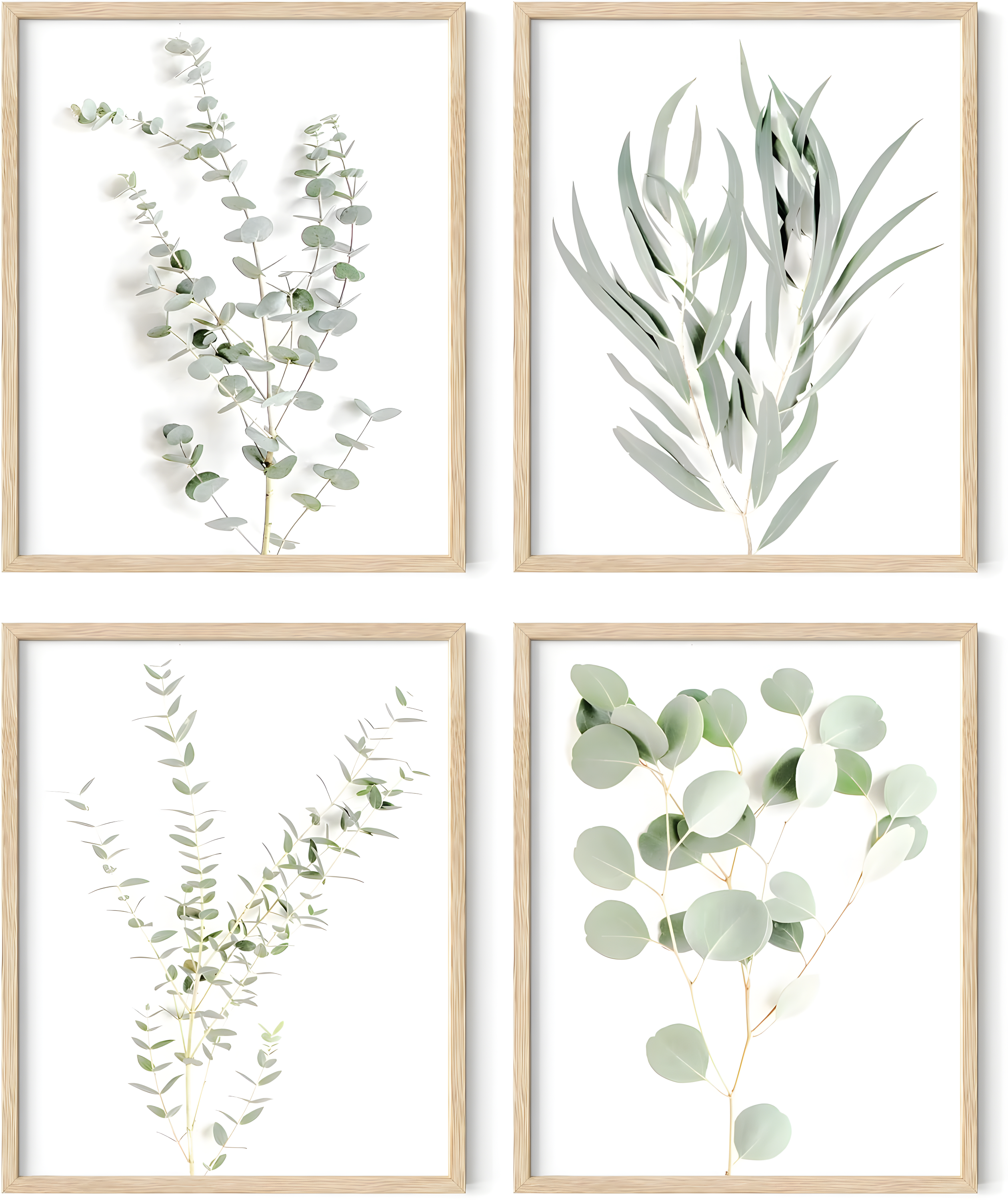 IDEA4WALL Minimal Botanical " IDEA4WALL Framed Pastel Green Forest Leaf Variety Wall Art, Set Of 4 Nature Wilderness Wall Decor Prints, Botanical Floral Wall Decor For Living Room, Bedroom " 4 - Pieces