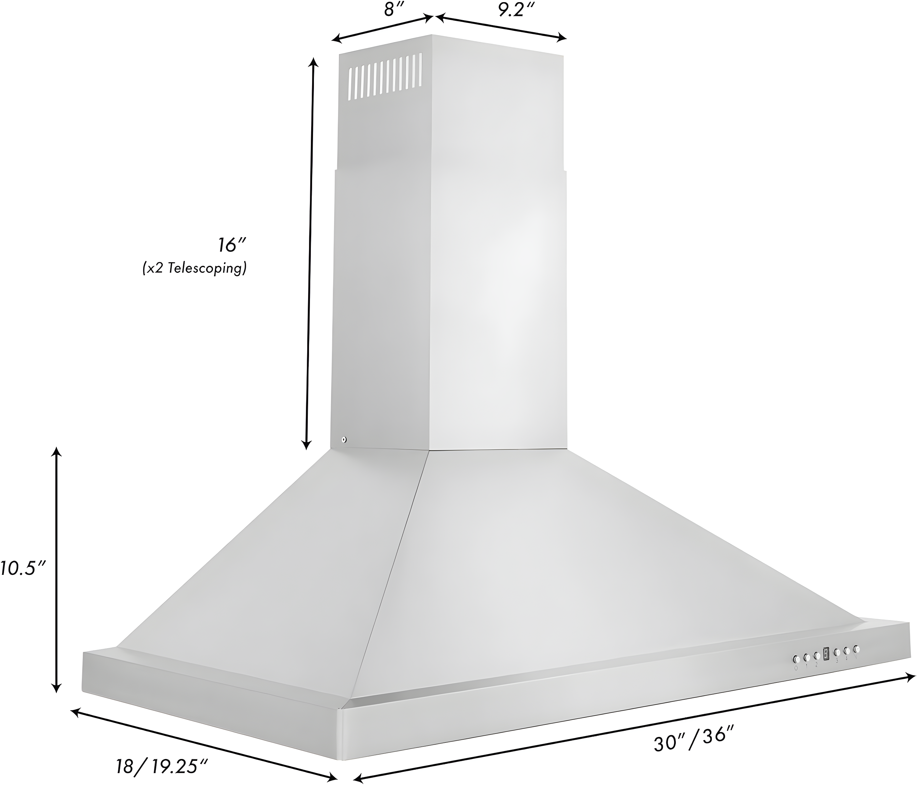 ZLINE 36 in. Convertible Vent Outdoor Approved Wall Mount Range Hood in Stainless Steel (KB-304-36)