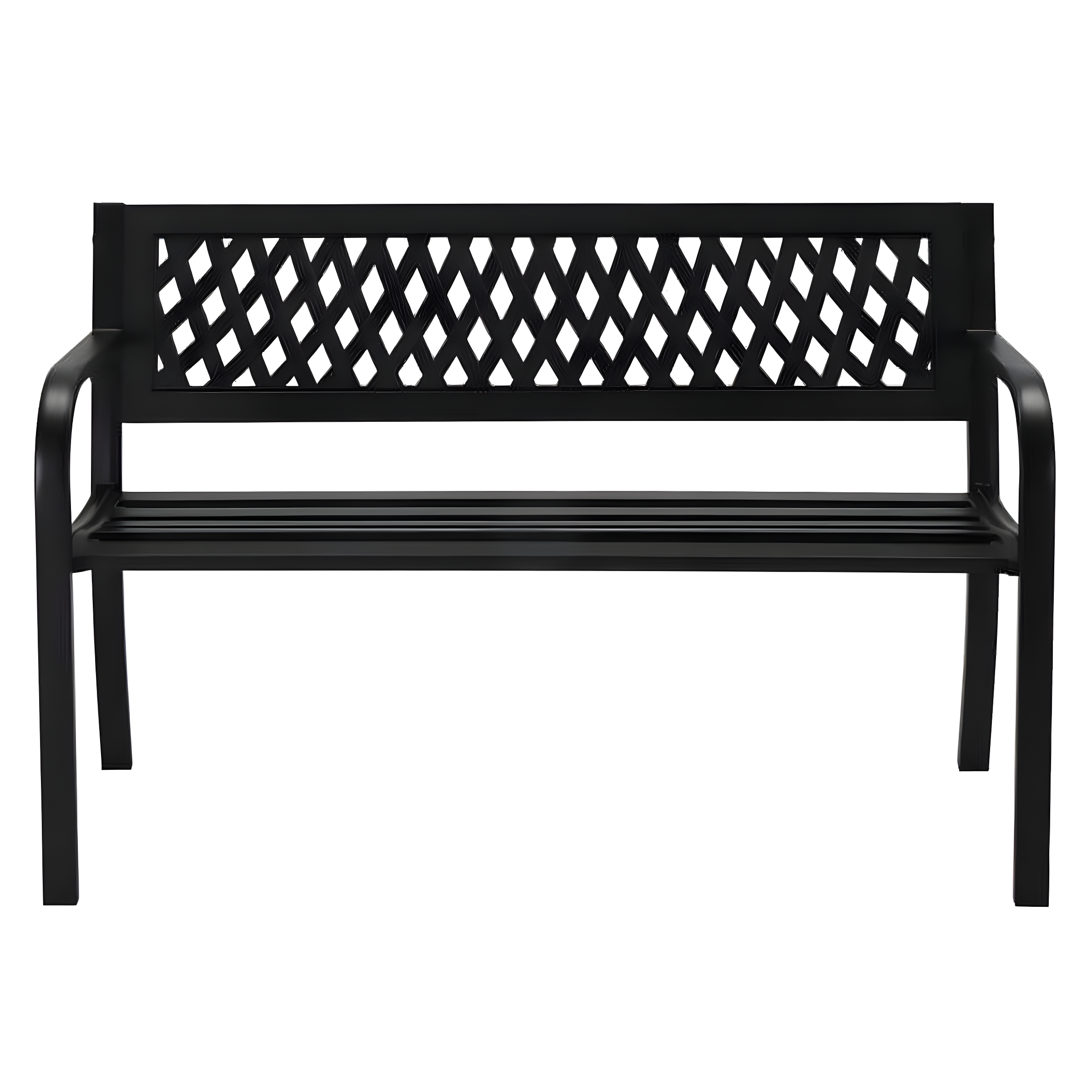 Gardenised Outdoor Steel 47 Park Bench for Yard, Patio, Garden and Deck, Black Weather Resistant Porch Bench, Park Seating