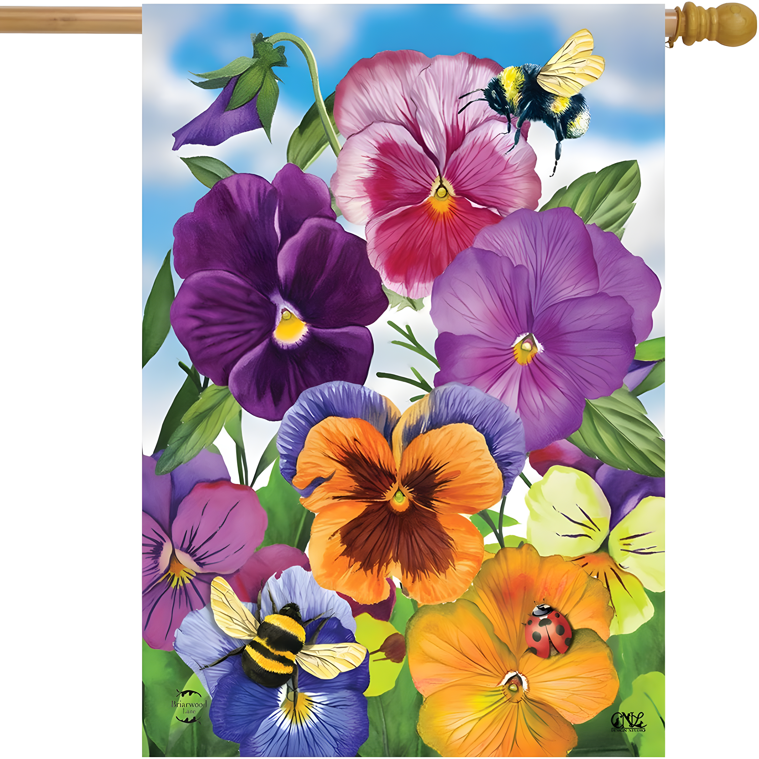 Pansies Spring House Flag 28 x 40 Briarwood Lane