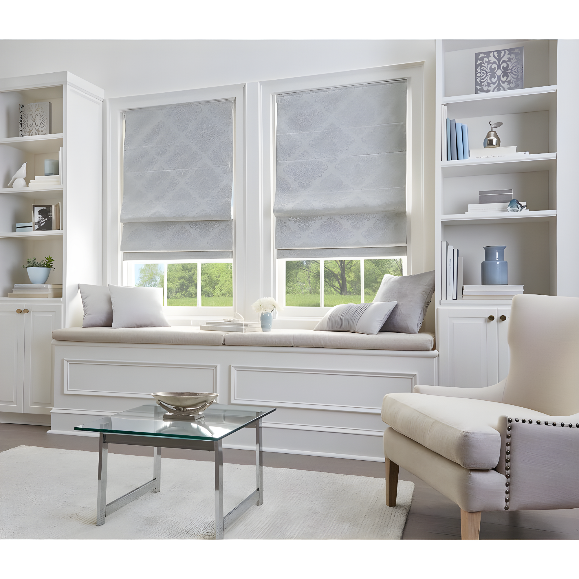 CHF Industries Damask Room Darkening Roman Shade 30 - 39 Inches Silver 34" w x 64" l