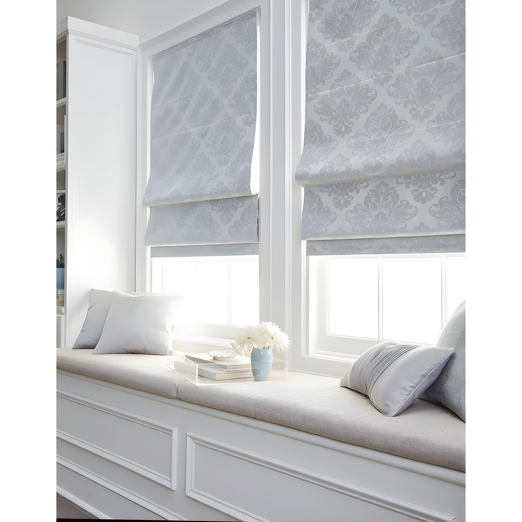 CHF Industries Damask Room Darkening Roman Shade 30 - 39 Inches Silver 34" w x 64" l