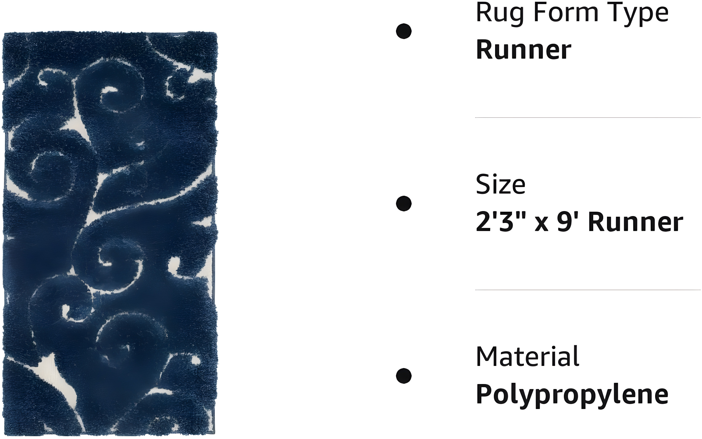 Florida Shag SG455 Power Loomed Indoor Runner Rug - Dark Blue/Cream - 2'3"x9' - Safavieh.