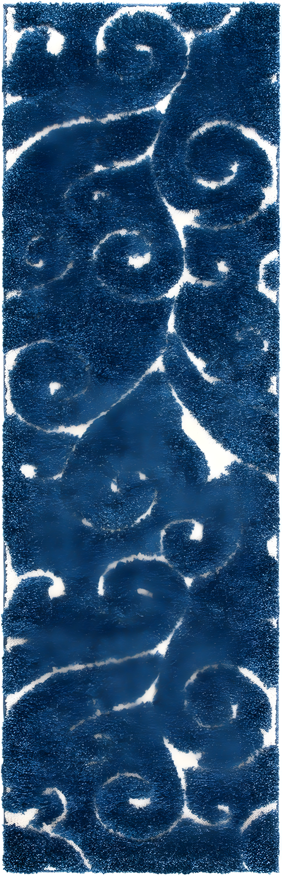 Florida Shag SG455 Power Loomed Indoor Runner Rug - Dark Blue/Cream - 2'3"x9' - Safavieh.
