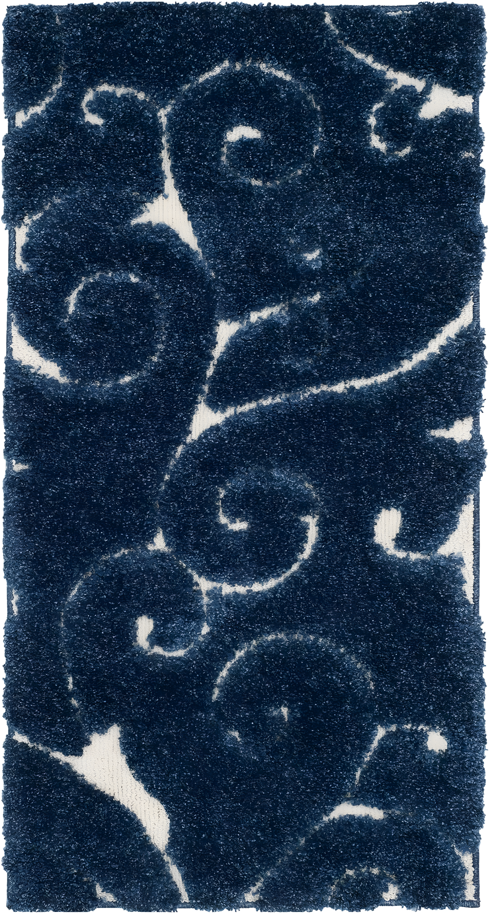 Florida Shag SG455 Power Loomed Indoor Runner Rug - Dark Blue/Cream - 2'3"x9' - Safavieh.