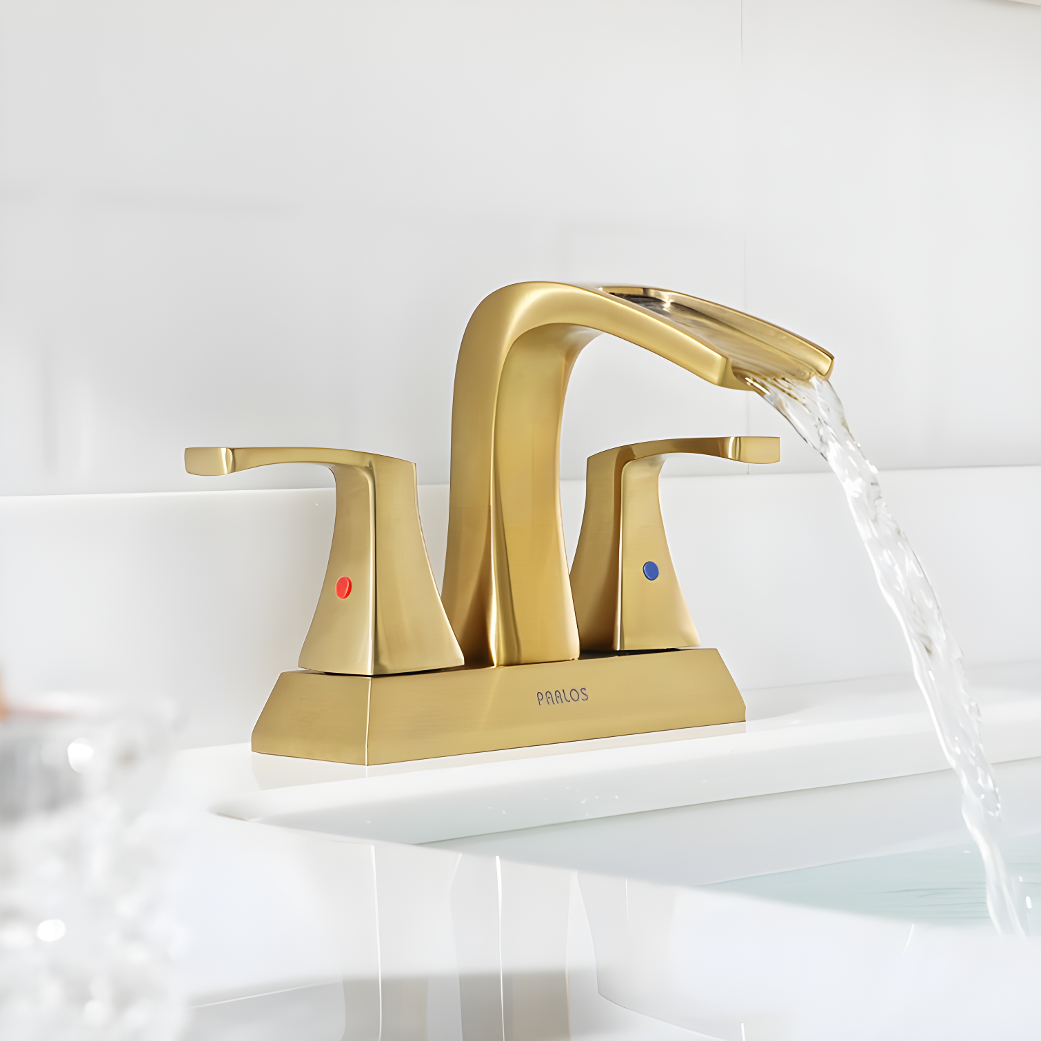 Doris Waterfall Centerset 2-handle Bathroom Faucet with Drain Assembly