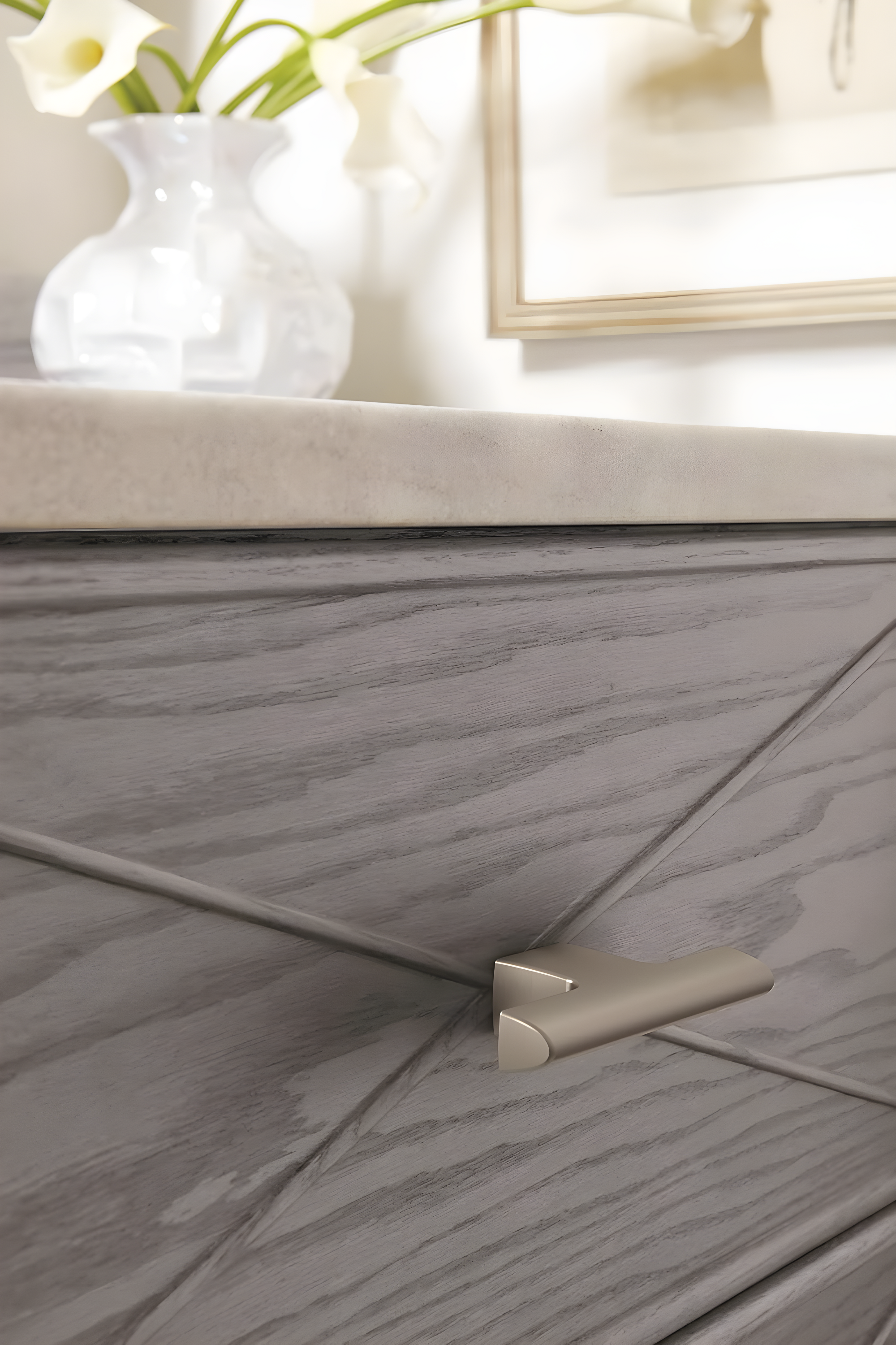 Amerock Riva 2-1/2 inch (64mm) Length Satin Nickel Cabinet Knob