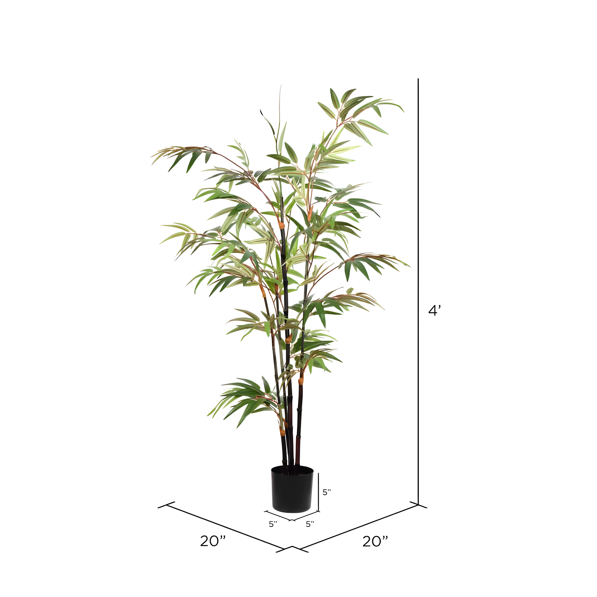 Vickerman 4' Artificial Potted Black Japanese Bamboo Tree.