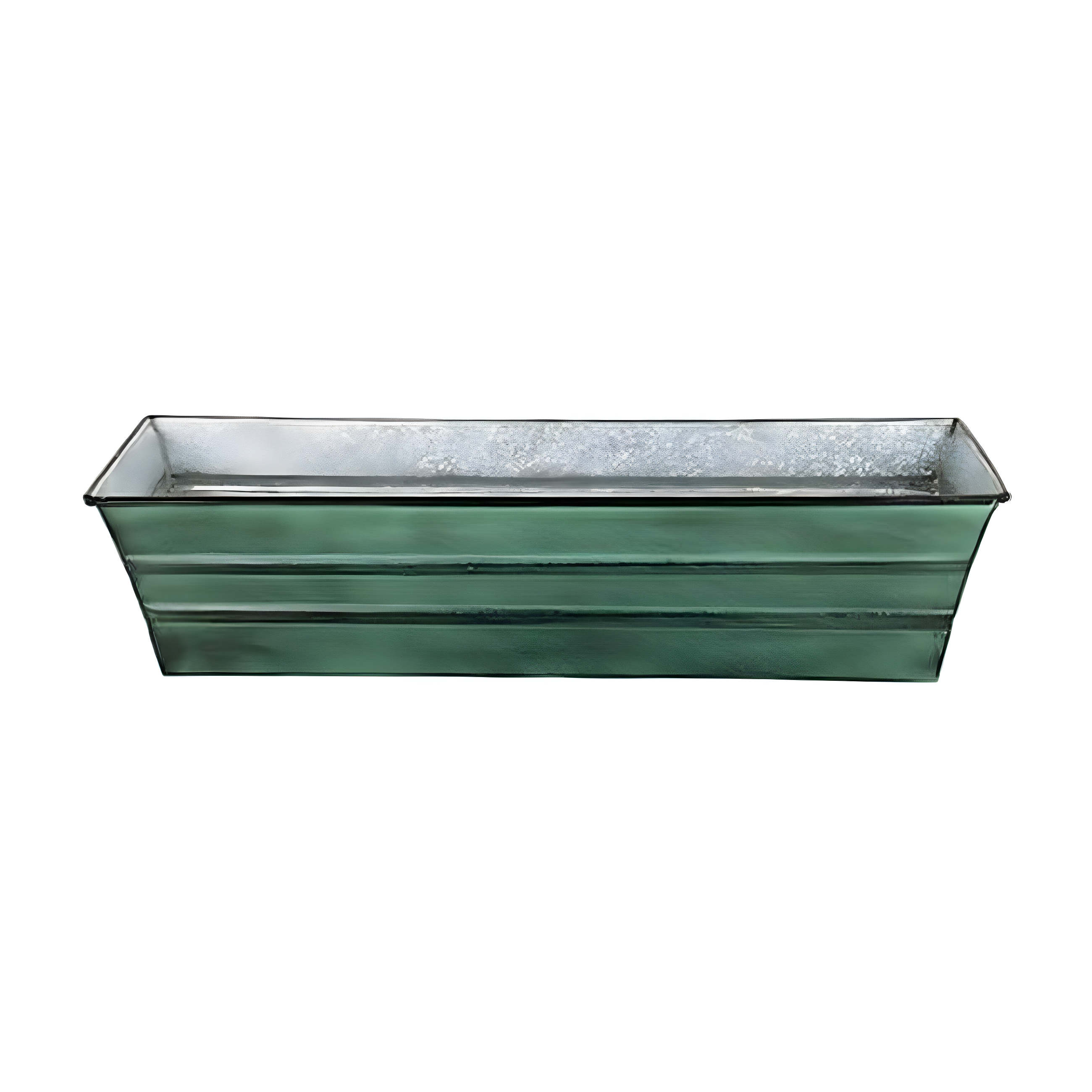 Small Galvanized Metal Rectangular Planter Box Green Patina - ACHLA Designs: Steel Decorative Container, Wall-Mountable, Easy to Clean