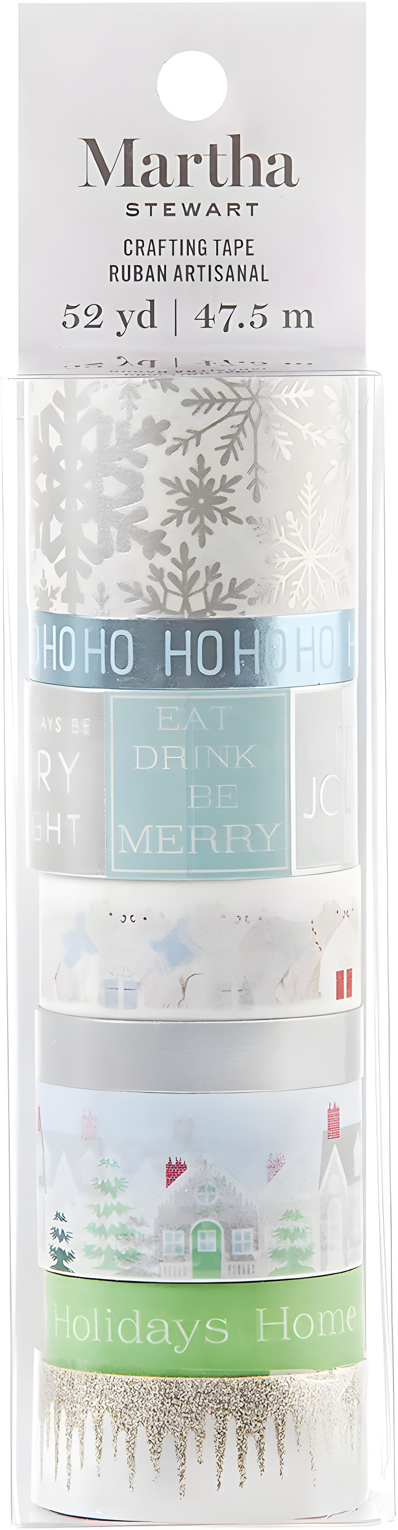 Martha Stewart Crafts Light Blue Christmas Washi Tape, 8 Pieces