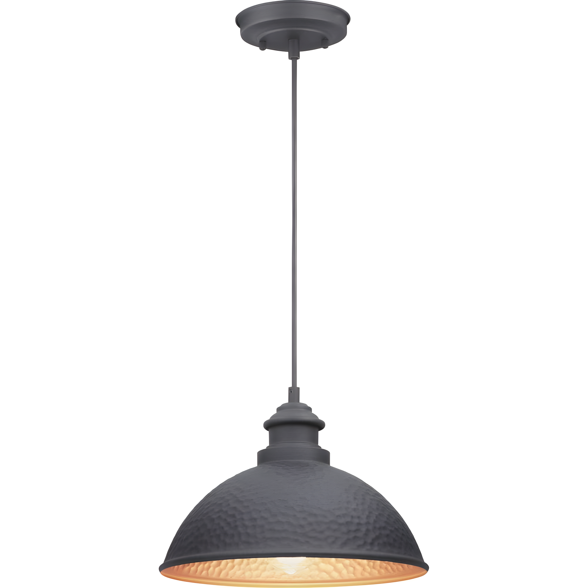 Progress Lighting Englewood 1-Light Hanging Lantern Pendant, Antique Bronze, Metallic Copper Coated Shade, Damp Rated