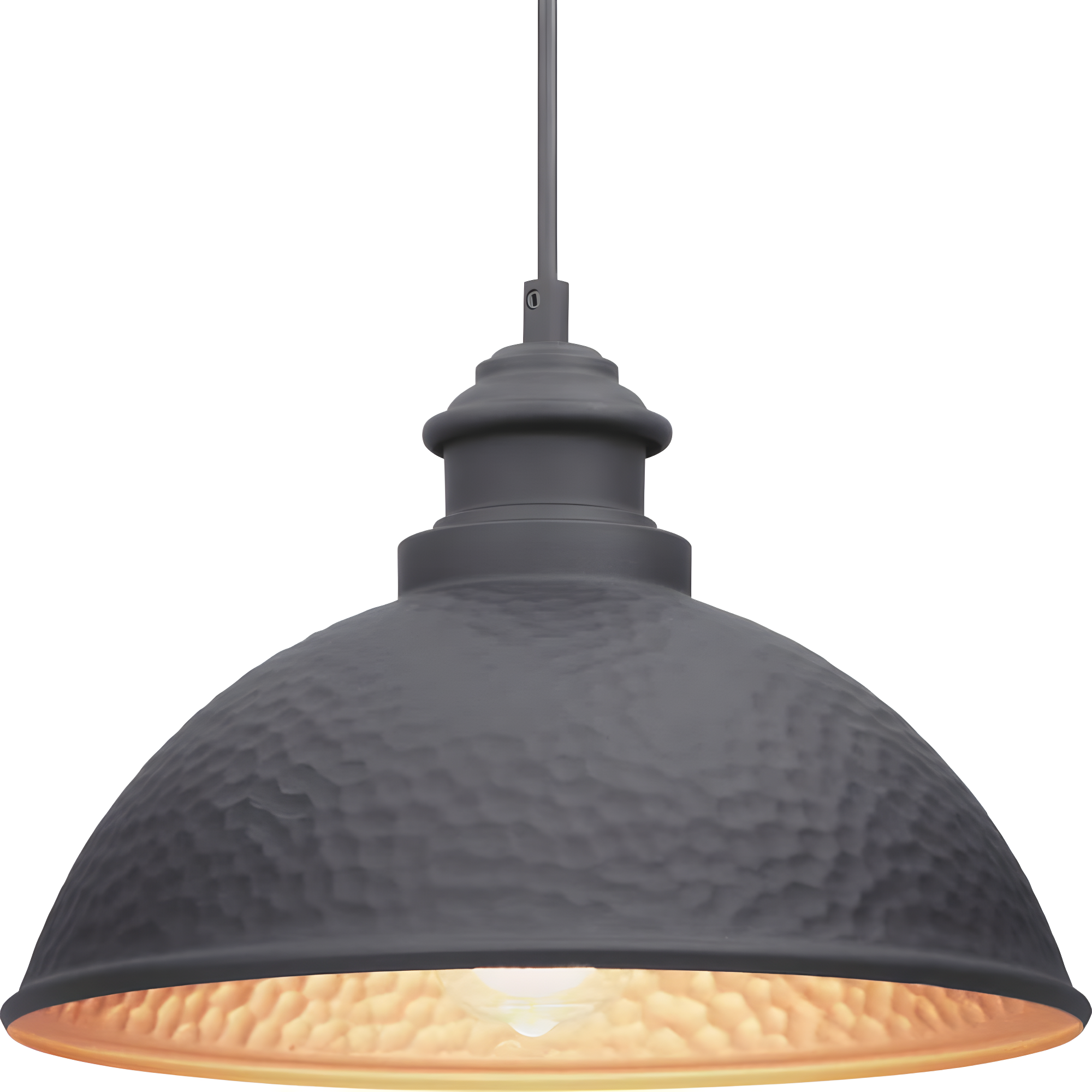 Progress Lighting Englewood 1-Light Hanging Lantern Pendant, Antique Bronze, Metallic Copper Coated Shade, Damp Rated