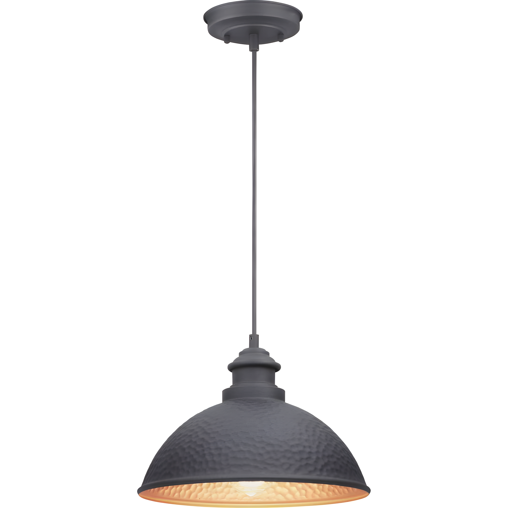 Progress Lighting Englewood 1-Light Hanging Lantern Pendant, Antique Bronze, Metallic Copper Coated Shade, Damp Rated