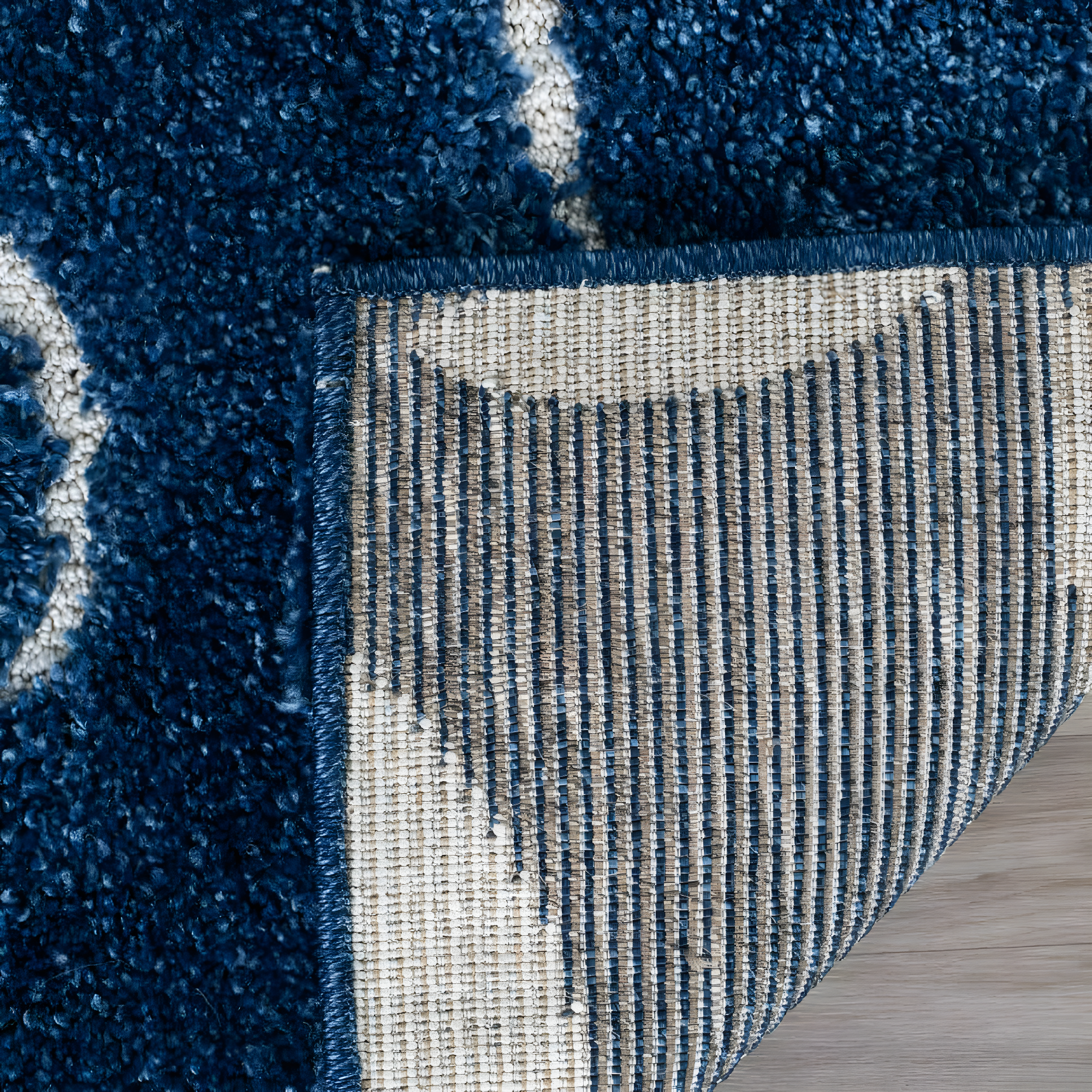 Florida Shag SG455 Power Loomed Indoor Runner Rug - Dark Blue/Cream - 2'3"x9' - Safavieh.