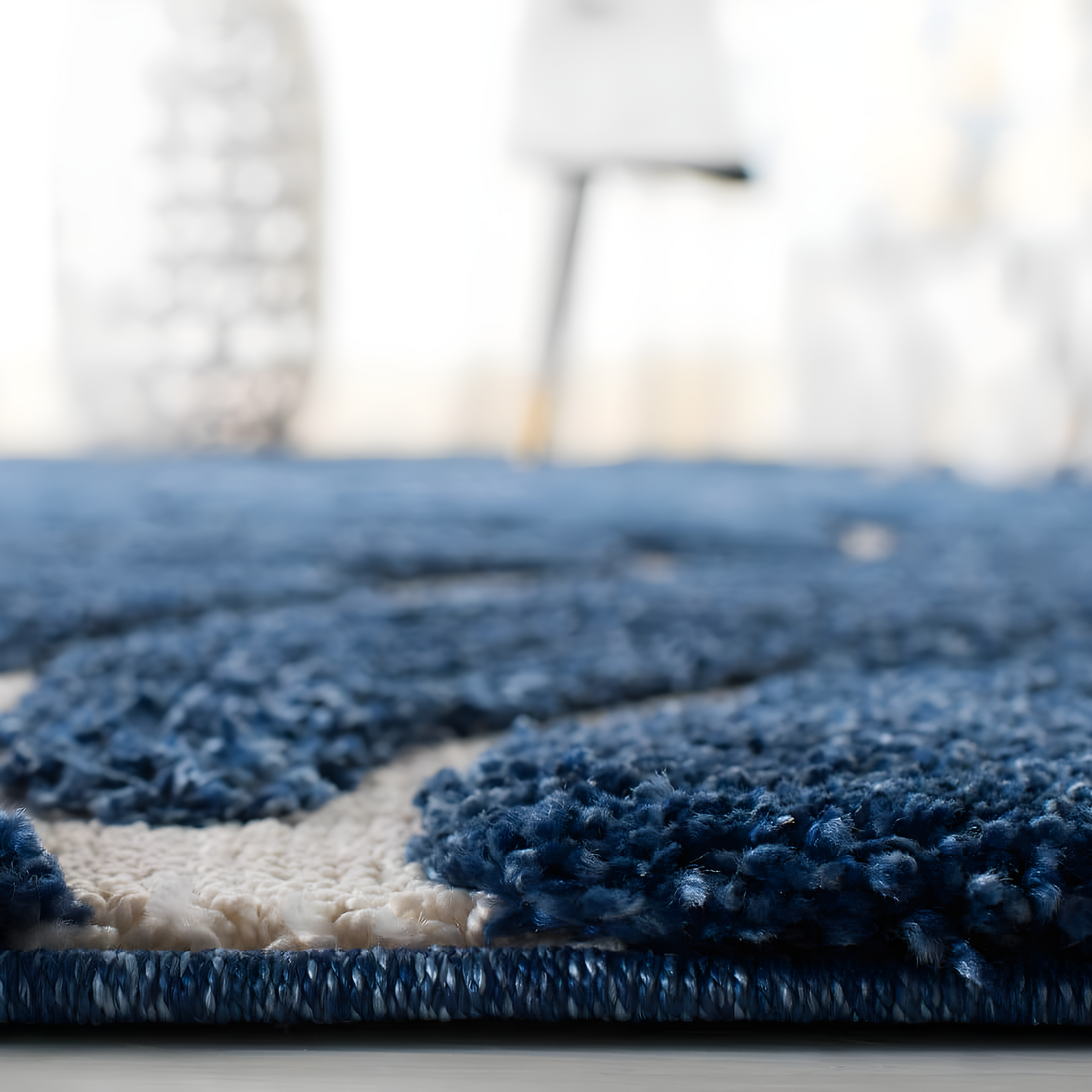 Florida Shag SG455 Power Loomed Indoor Runner Rug - Dark Blue/Cream - 2'3"x9' - Safavieh.