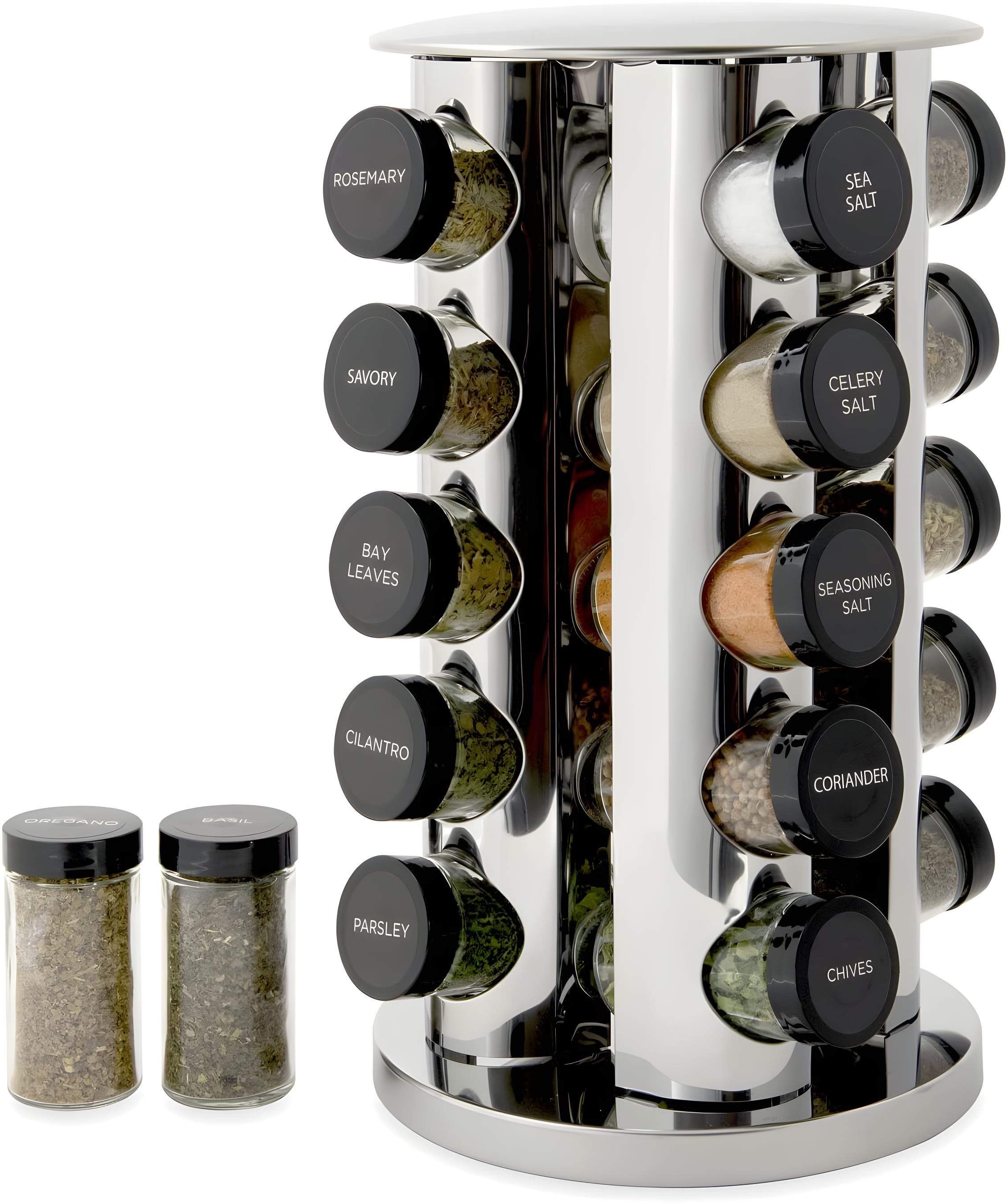 Kamenstein 20-Jar Revolving Stainless Steel Countertop Spice Rack