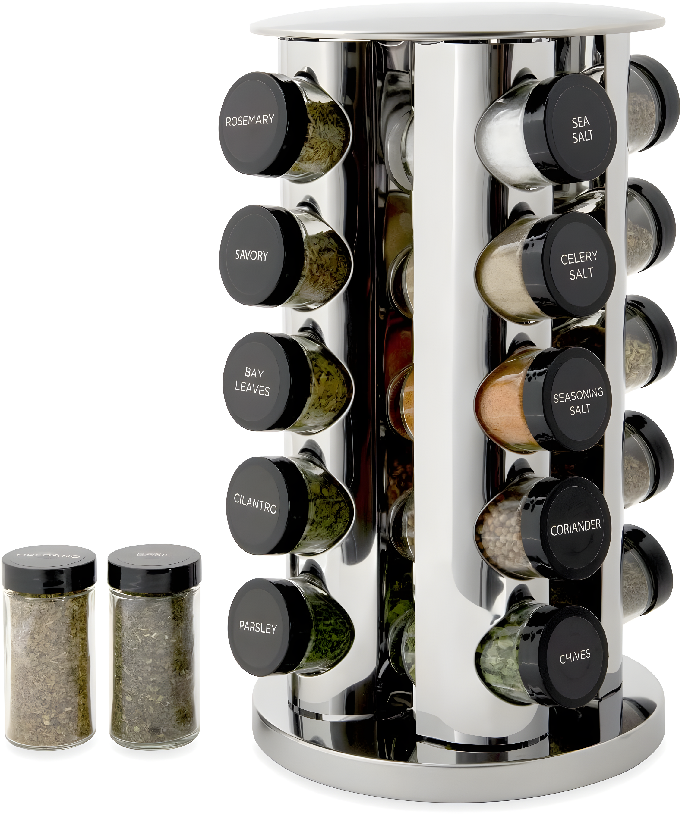 Kamenstein 20-Jar Revolving Stainless Steel Countertop Spice Rack