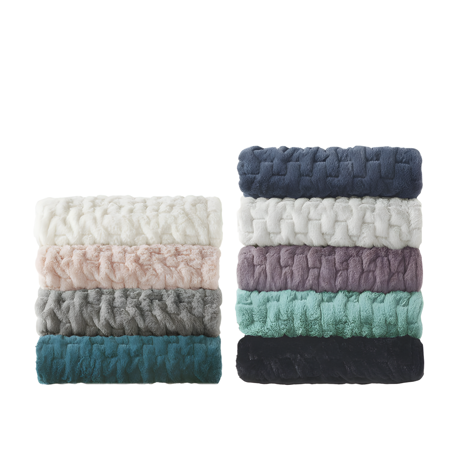 Madison Park Teal Ruched Fur Throw 50x60"