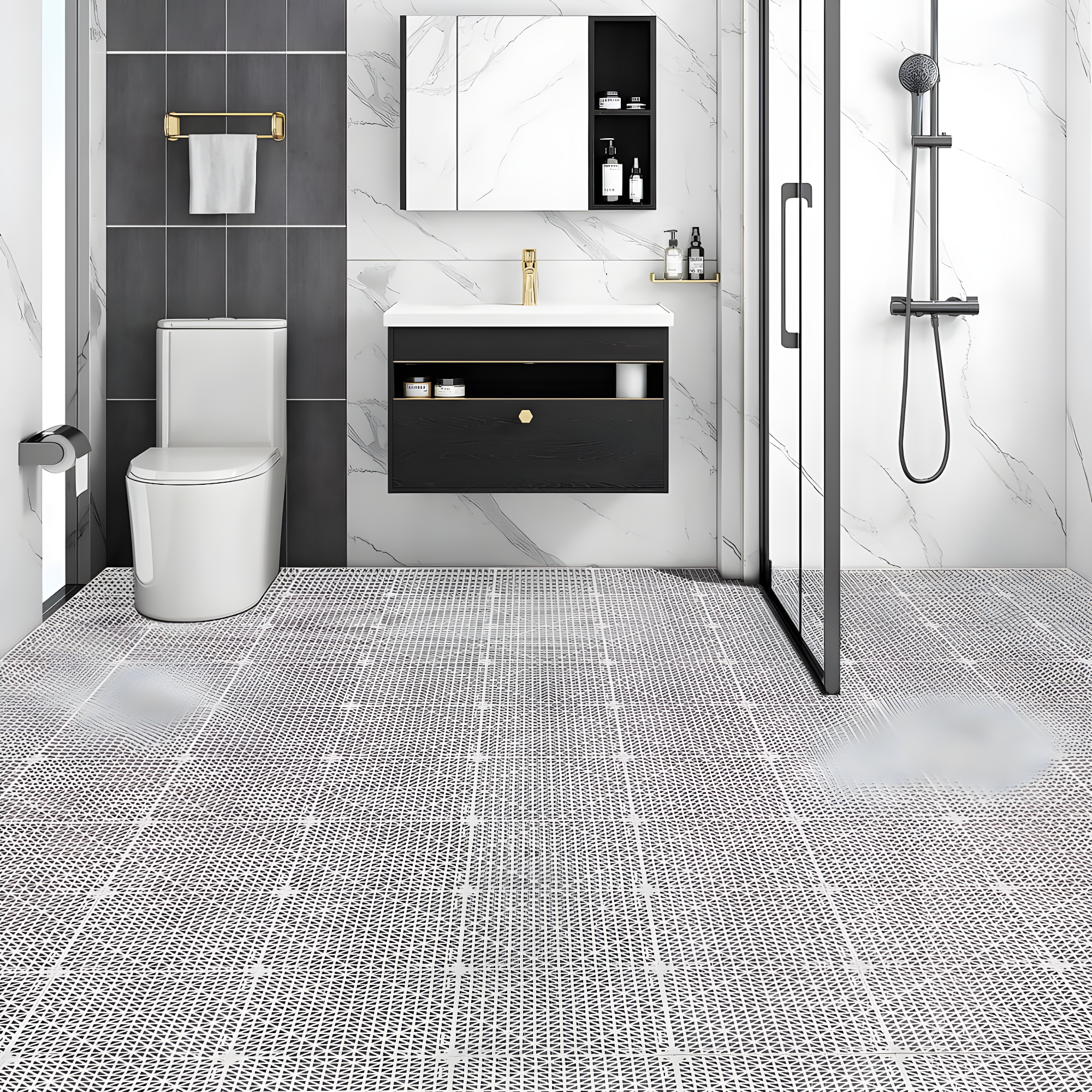 VEVOR 12" X 12" Drainage Mats In Different Colors VEVOR 12'' W x 12'' L Garage Flooring Drain Tiles (Set of 50)