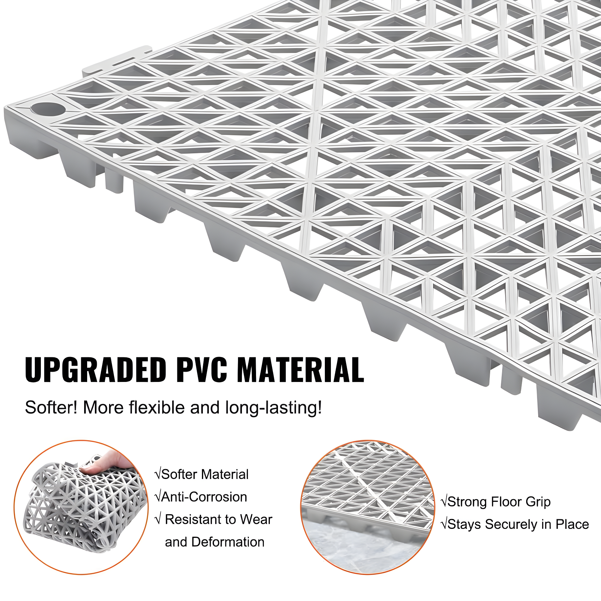 VEVOR 12" X 12" Drainage Mats In Different Colors VEVOR 12'' W x 12'' L Garage Flooring Drain Tiles (Set of 50)