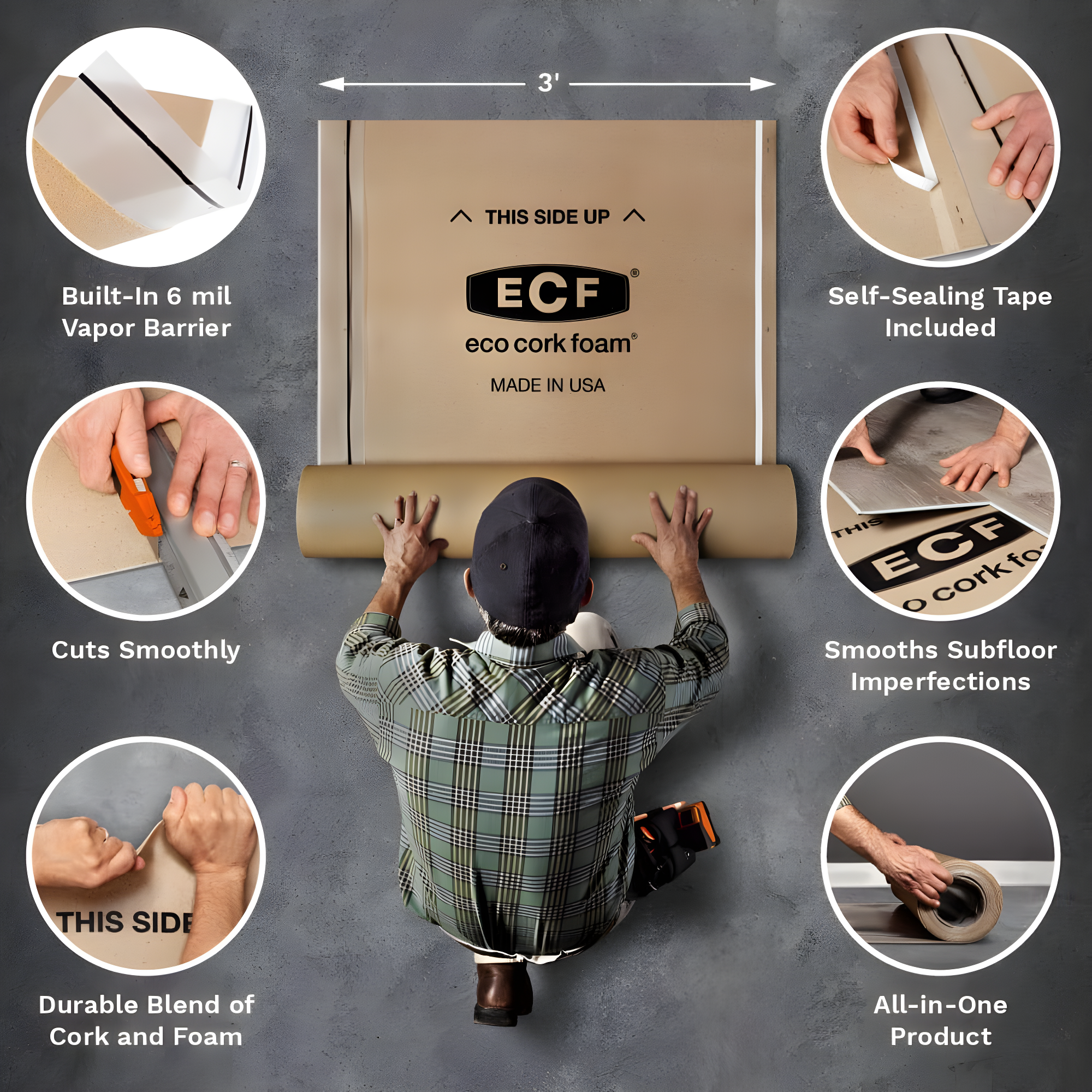 Cork Underlayment Roll (75 sq.ft./roll)