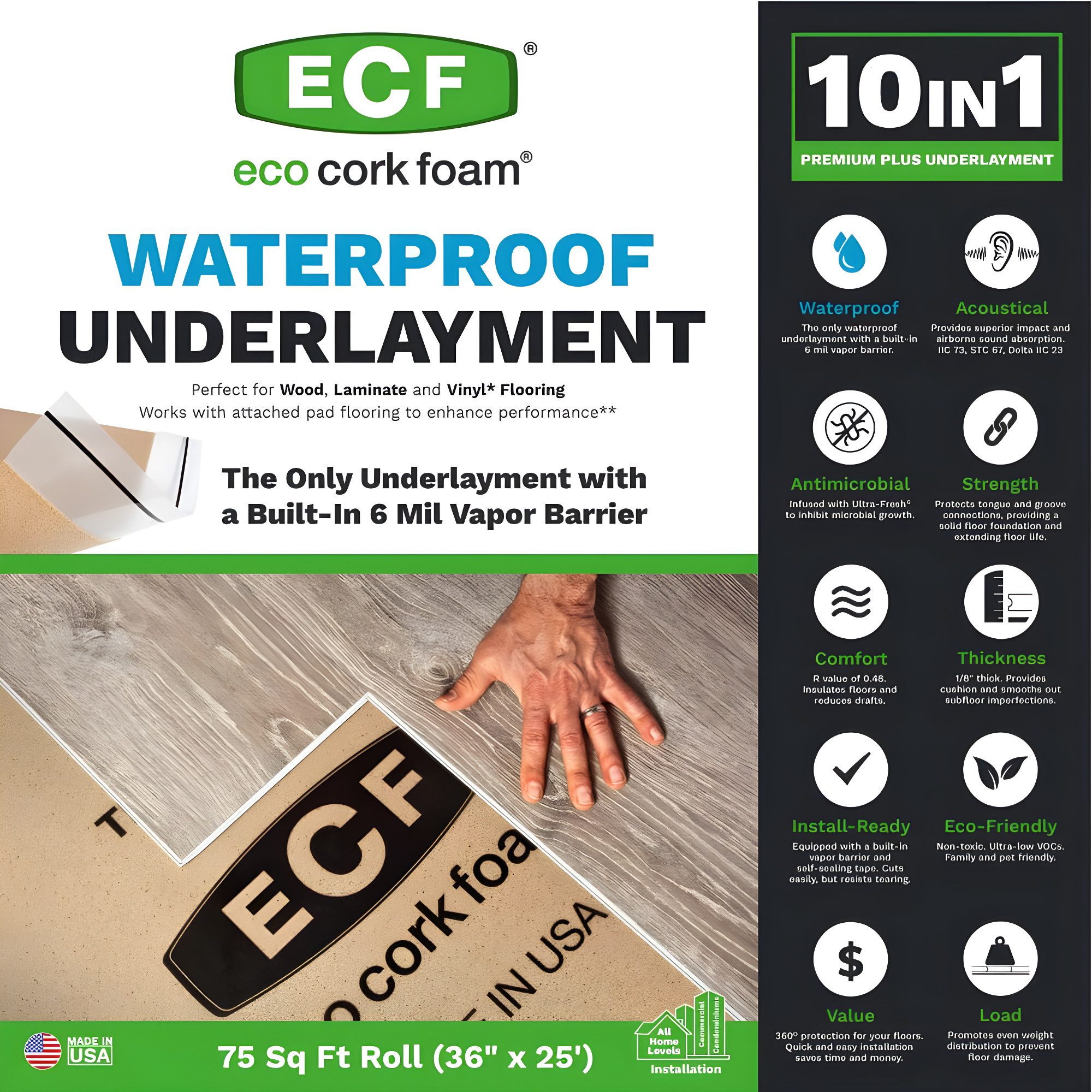 Cork Underlayment Roll (75 sq.ft./roll)