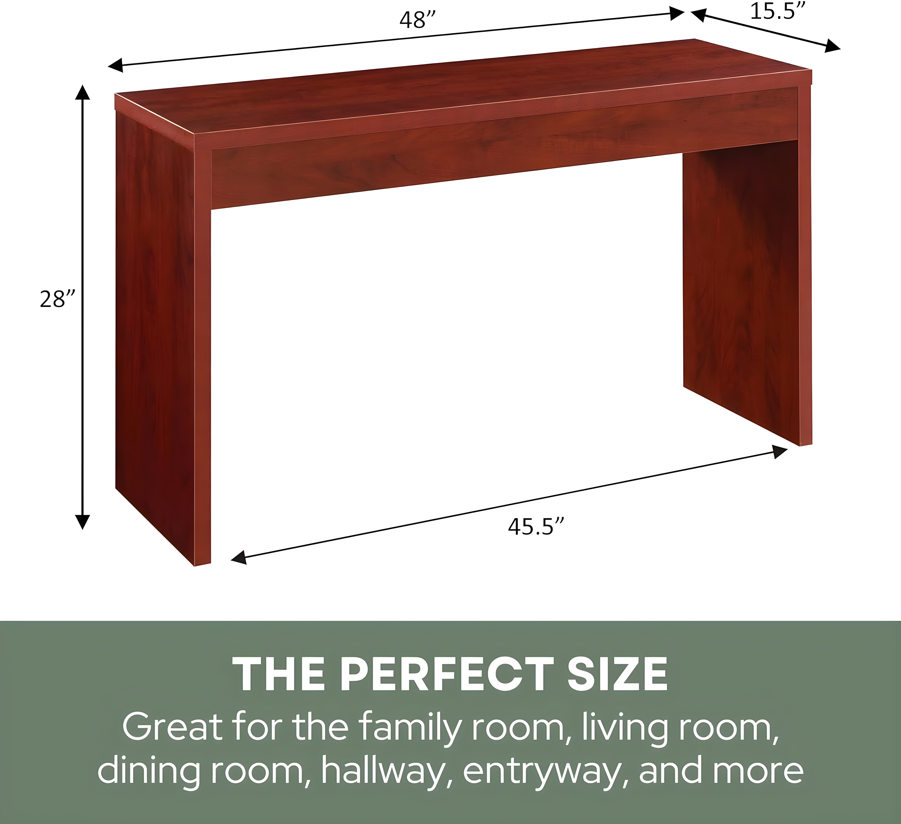 Convenience Concepts Northfield Hall Console Table/Desk, Cherry Wood Finish