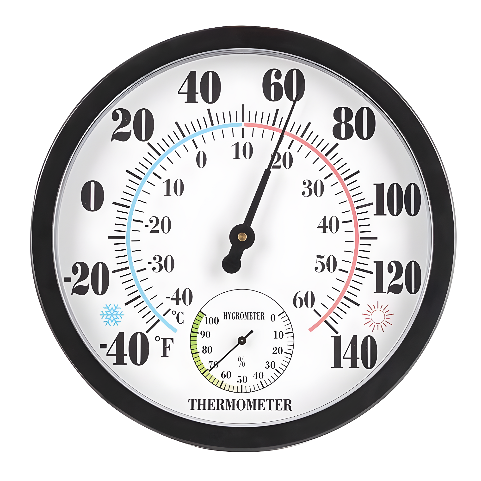 Uanit Indoor Outdoor Thermometer Large Numbers Wall Thermometer Hygrometer Waterproof Does not Require Battery Wireless Hanging Hygrometer Garden Decoration