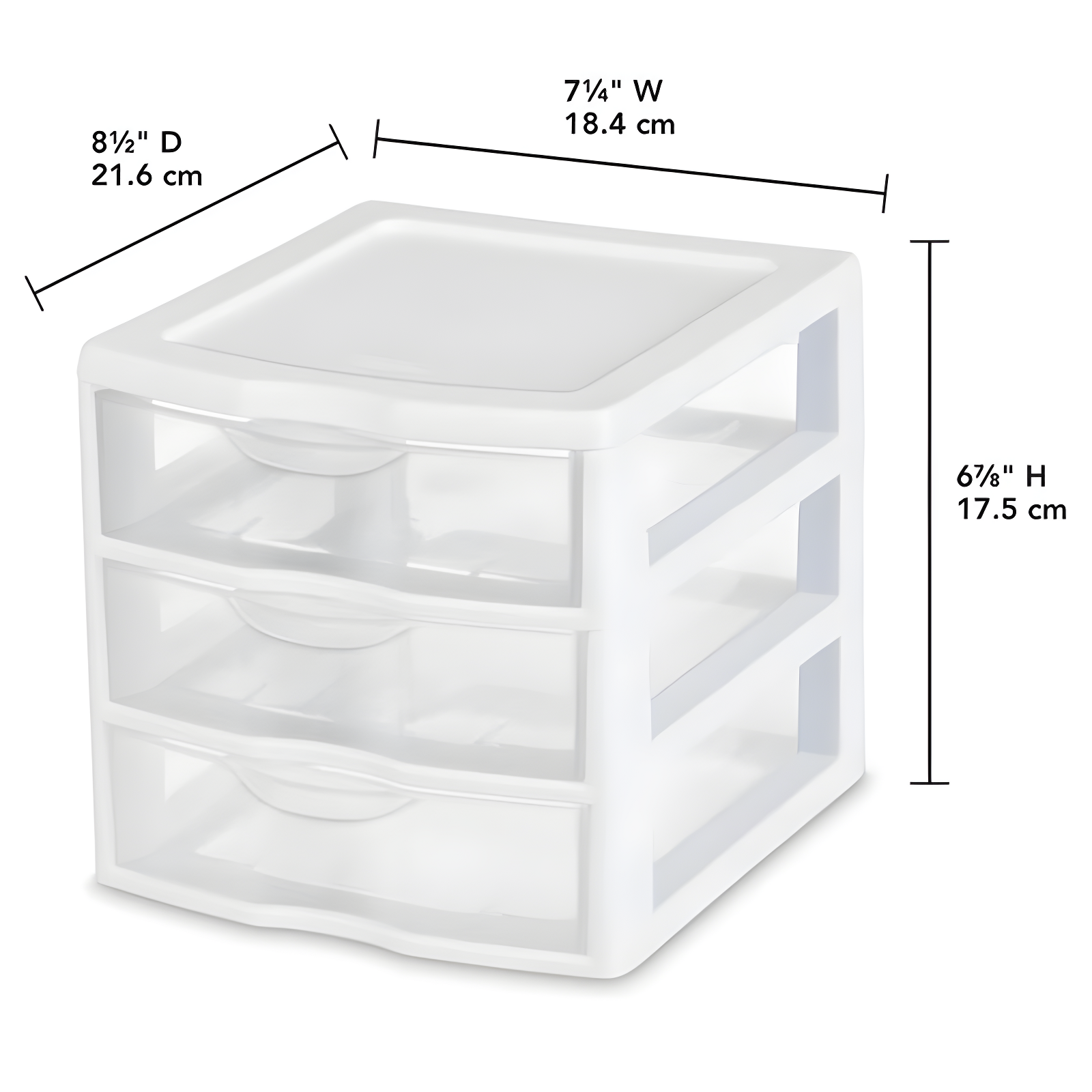 Sterilite Sterilite Clearview Plastic Multipurpose Small 3 Drawer Desktop Storage Organization Unit for Home, Classrooms, or Office Spaces
