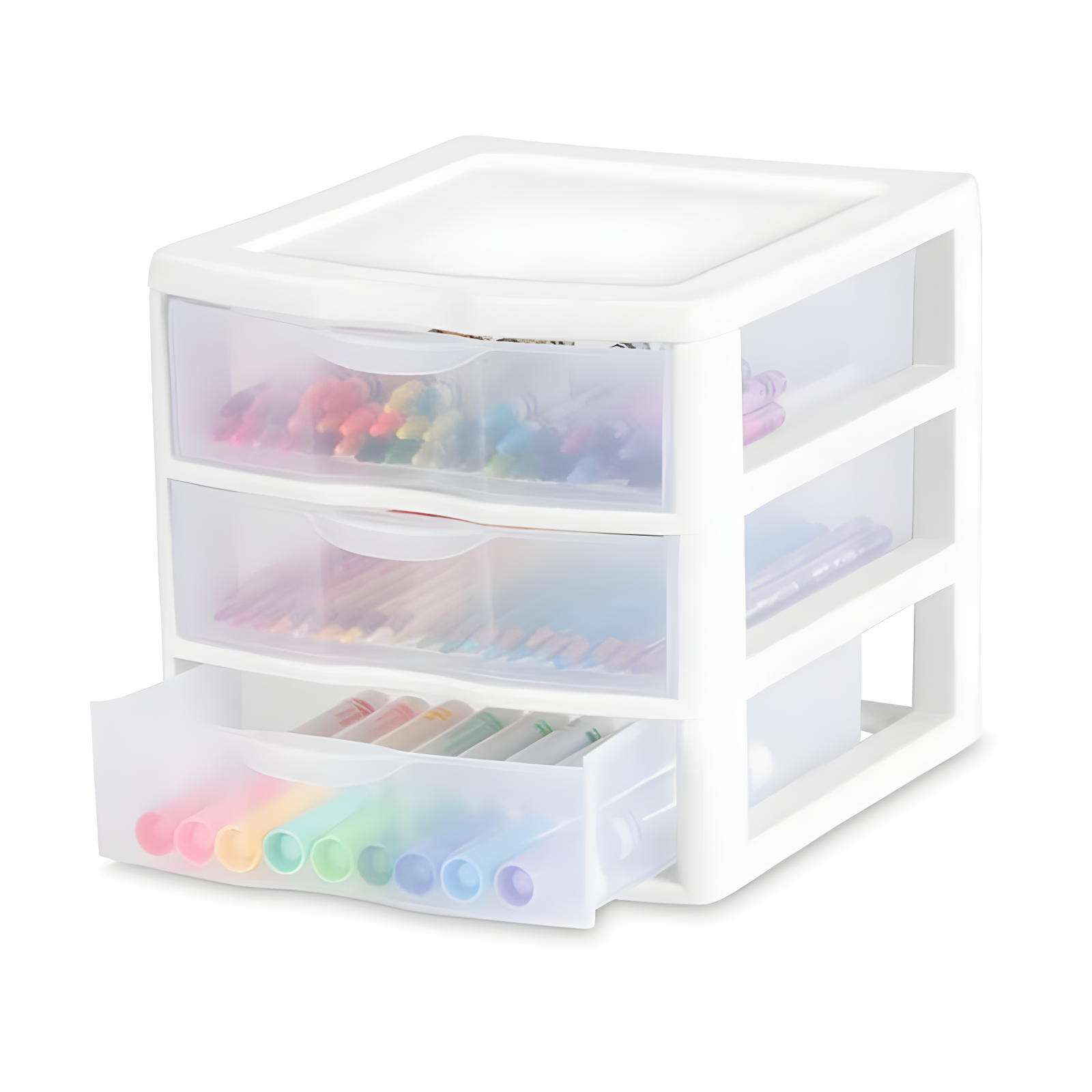 Sterilite Sterilite Clearview Plastic Multipurpose Small 3 Drawer Desktop Storage Organization Unit for Home, Classrooms, or Office Spaces