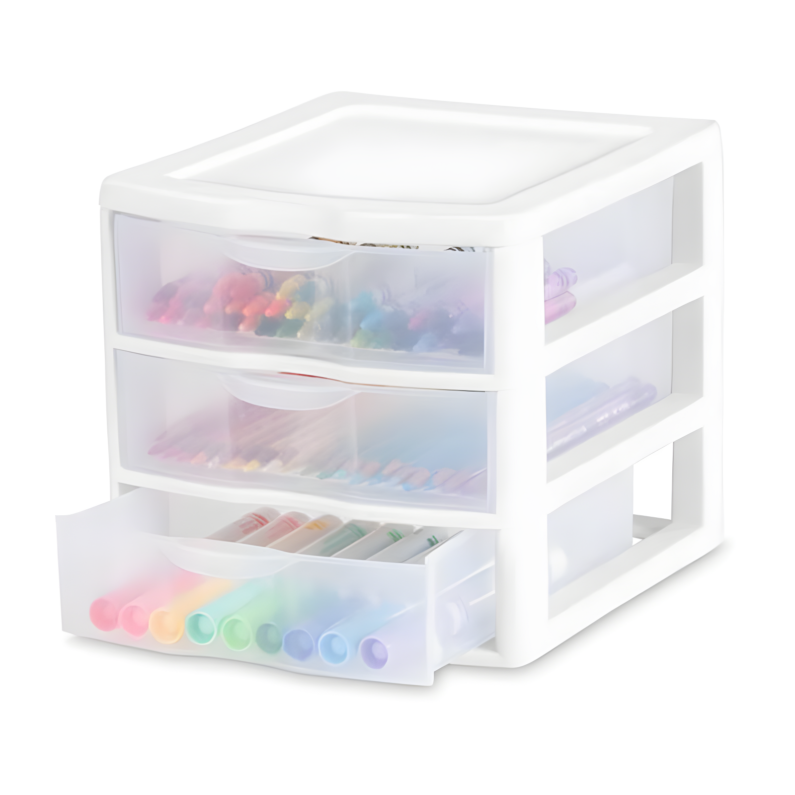 Sterilite Sterilite Clearview Plastic Multipurpose Small 3 Drawer Desktop Storage Organization Unit for Home, Classrooms, or Office Spaces