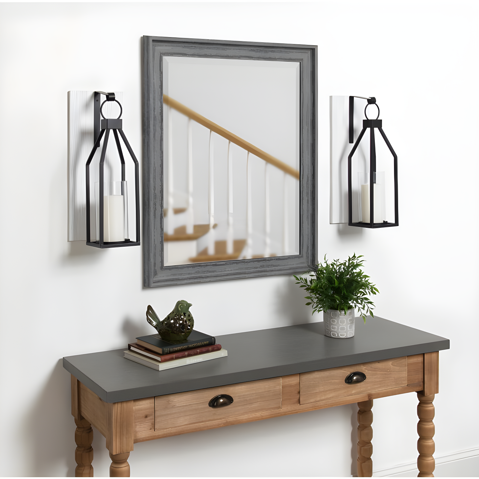 Kate and Laurel Oakly Rectangle Wood Wall Sconce, 7x18, White