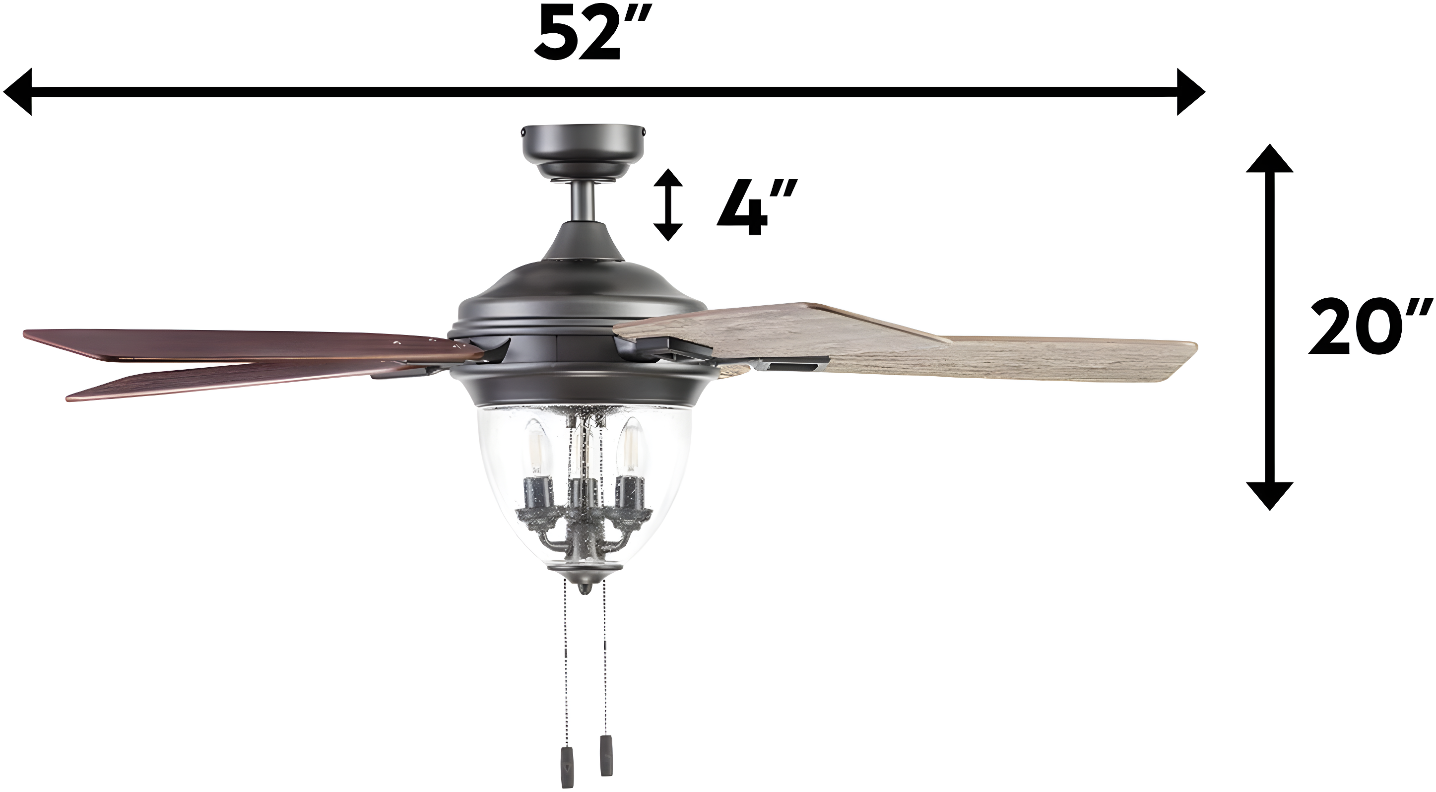 52" Glencrest 5 - Blade Standard Ceiling Fan with Pull Chain and Light Kit Included