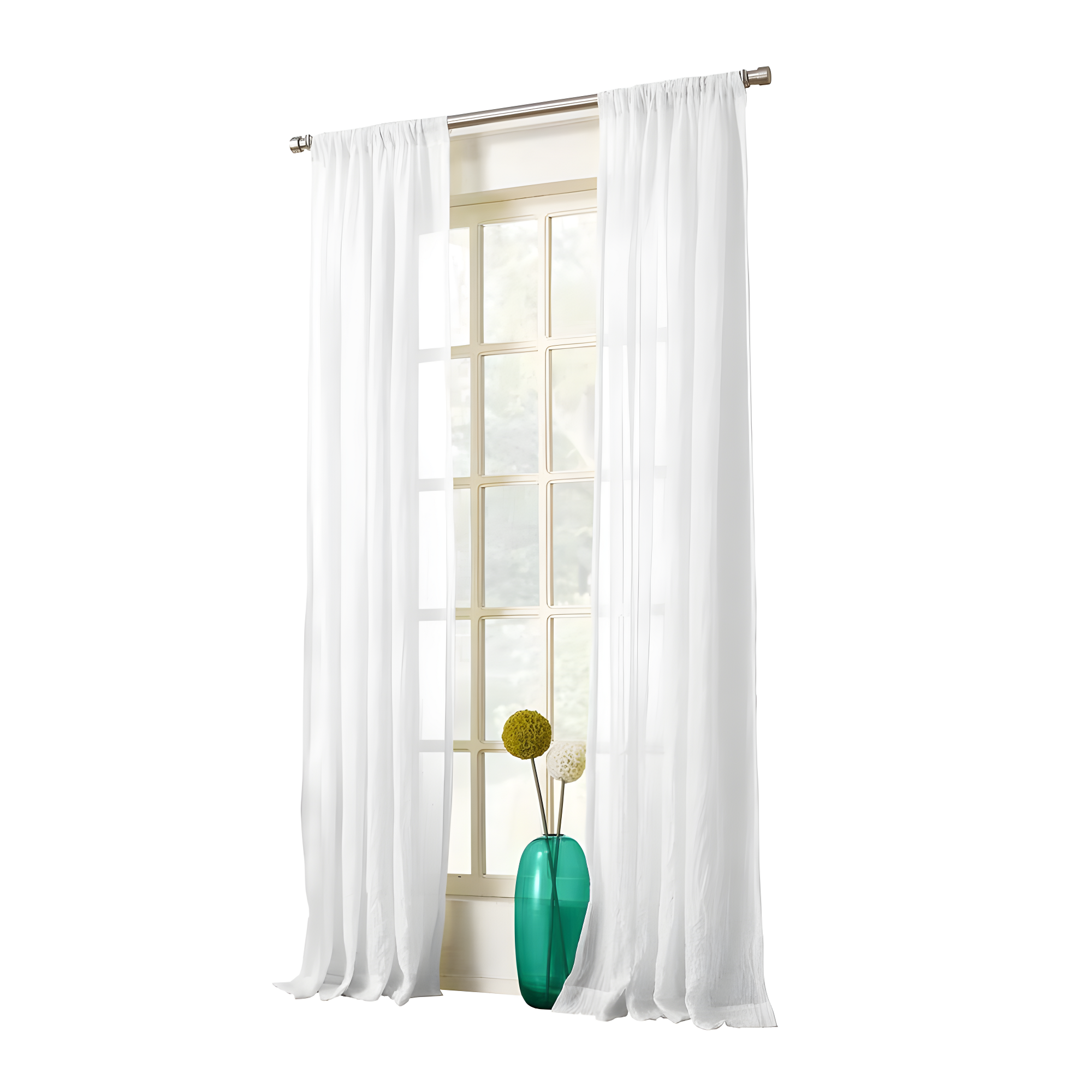 50"x95" No. 918 Sheer Avril Crushed Texture Rod Pocket Curtain Panel White: Light Filtering, Polyester, Machine Washable