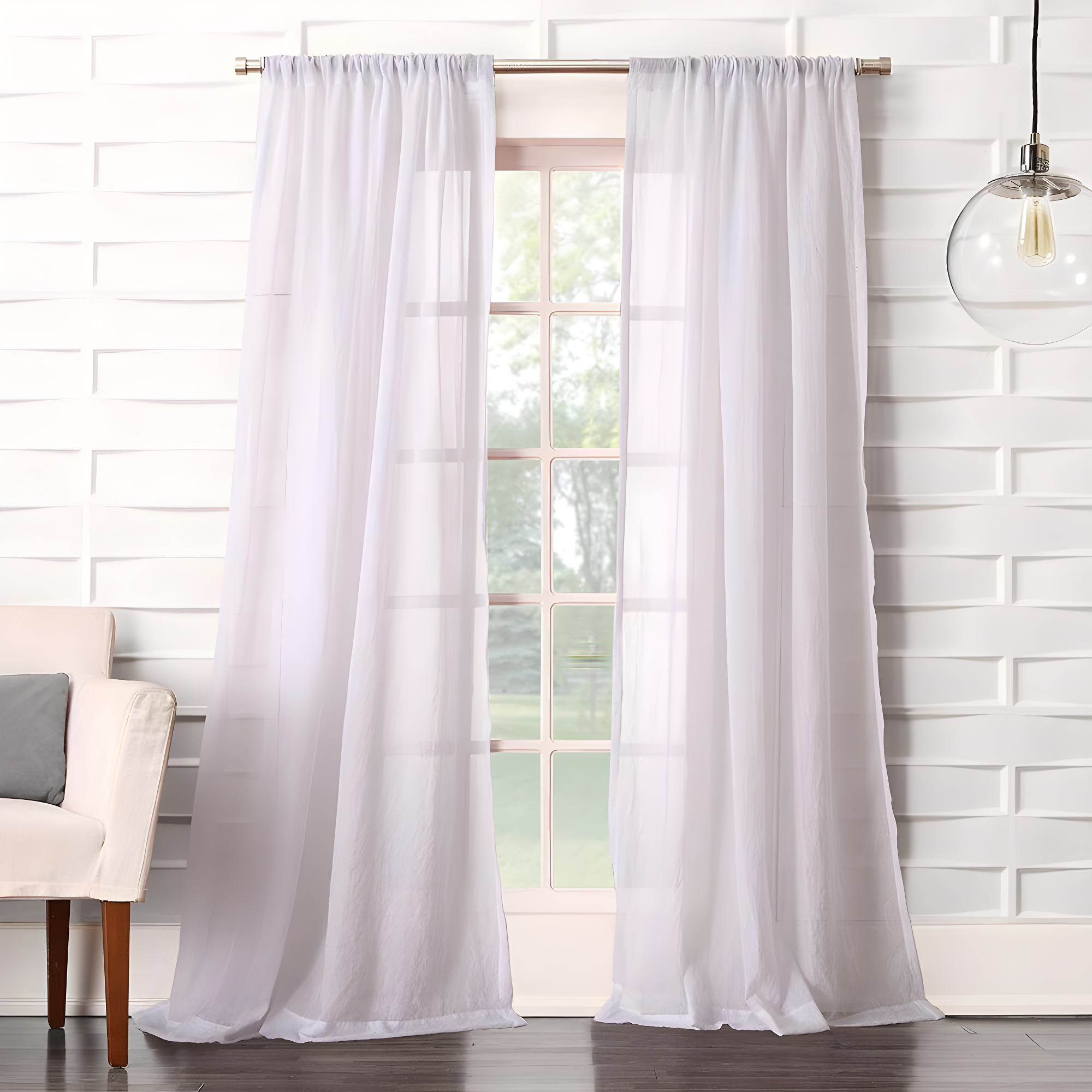 50"x95" No. 918 Sheer Avril Crushed Texture Rod Pocket Curtain Panel White: Light Filtering, Polyester, Machine Washable